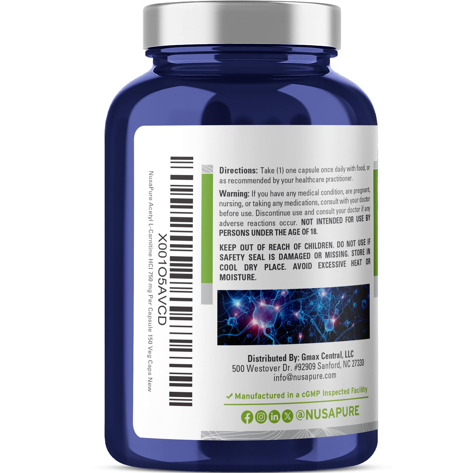 acetyl l carnitine 750mg Amazon.com: NusaPure Acetyl L-Carnitine 750mg per Caps 150 Veggie Capsules  (Non-GMO, Vegan) High Potency Acetyl L Carnitine HCL (ALCAR) : Health &  Household