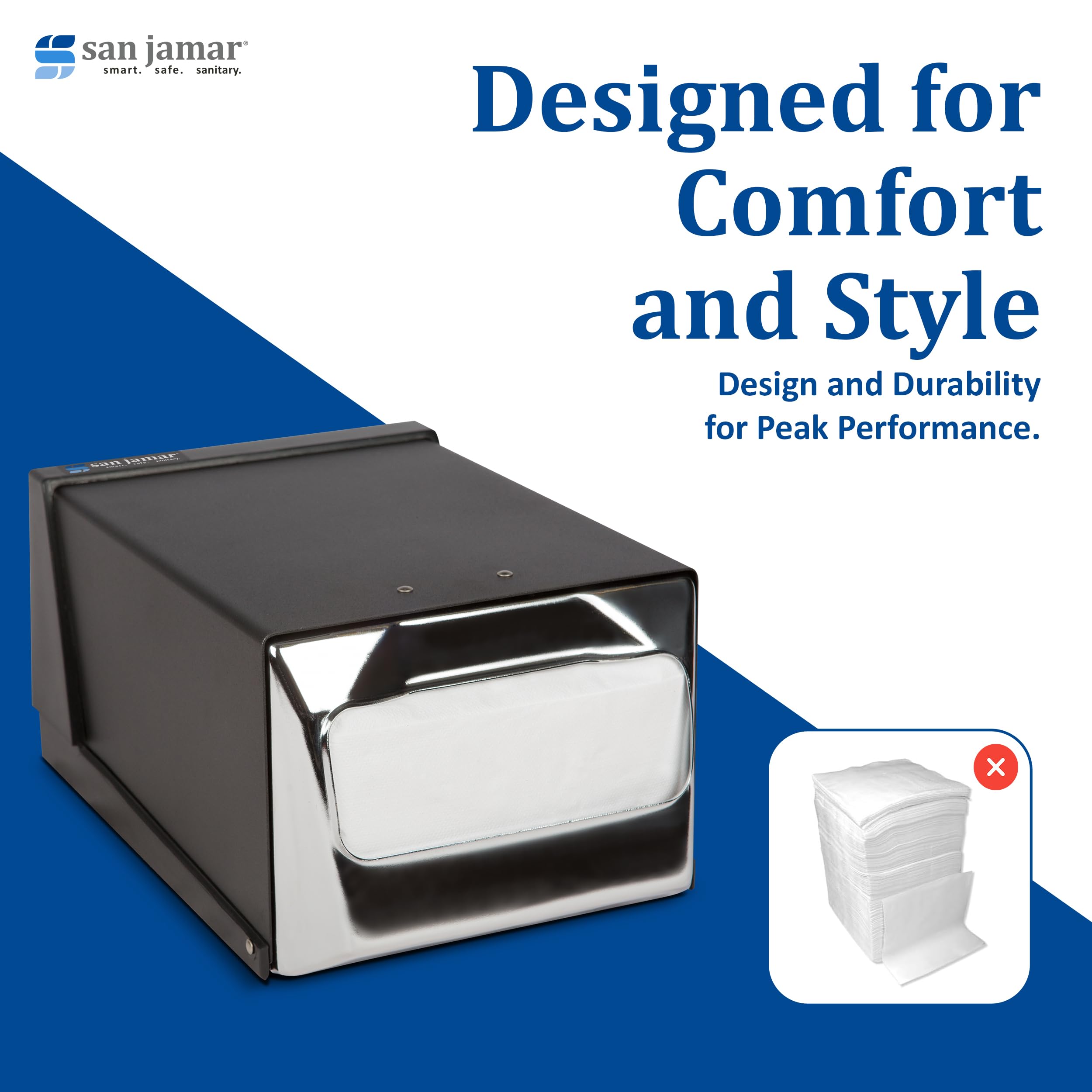San Jamar h3001bkc encimera servilleta dispensador, 7 5/8 W x 11d X 5 1/2H, Capacidad: 300 servilletas, color negro