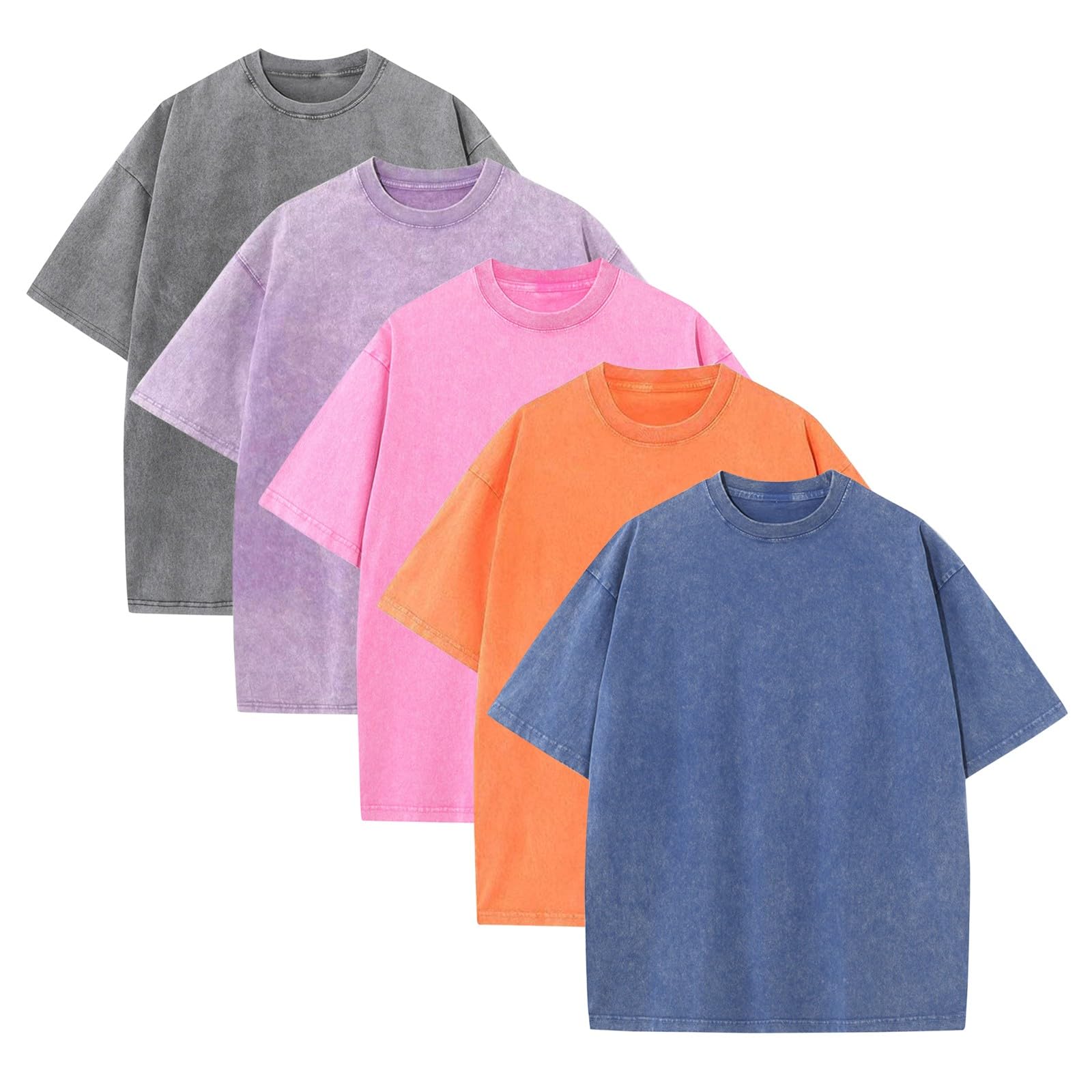 Camiseta vintage lavada de manga corta para hombre, camiseta casual de gran tamaño | Camisetas básicas casuales para hombre