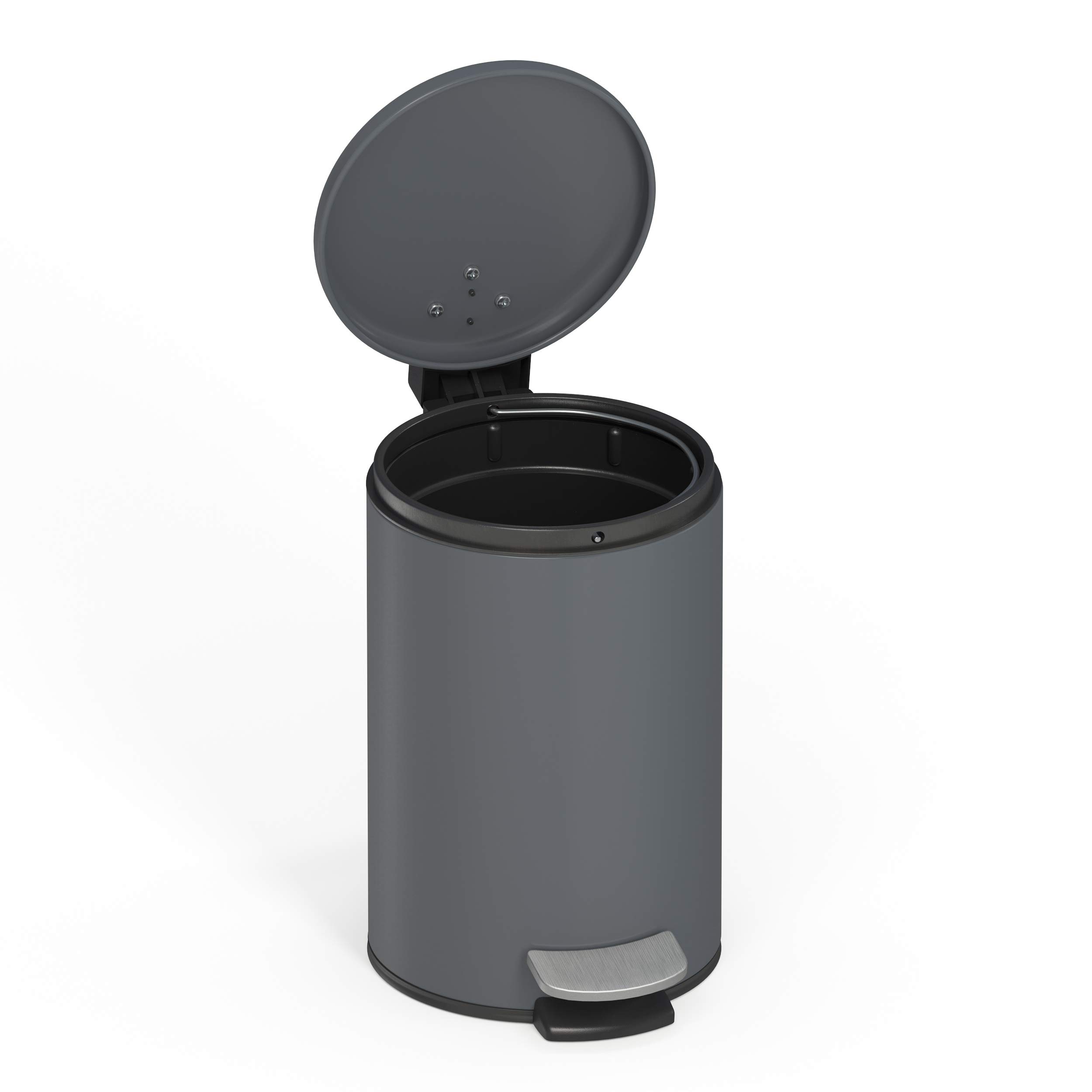 stardis 3 Litre Pedal Bin, Stainless Steel, Dark Grey, Matt with Soft-Close Mechanism, Folding Lid, Quiet Closing - Image 2