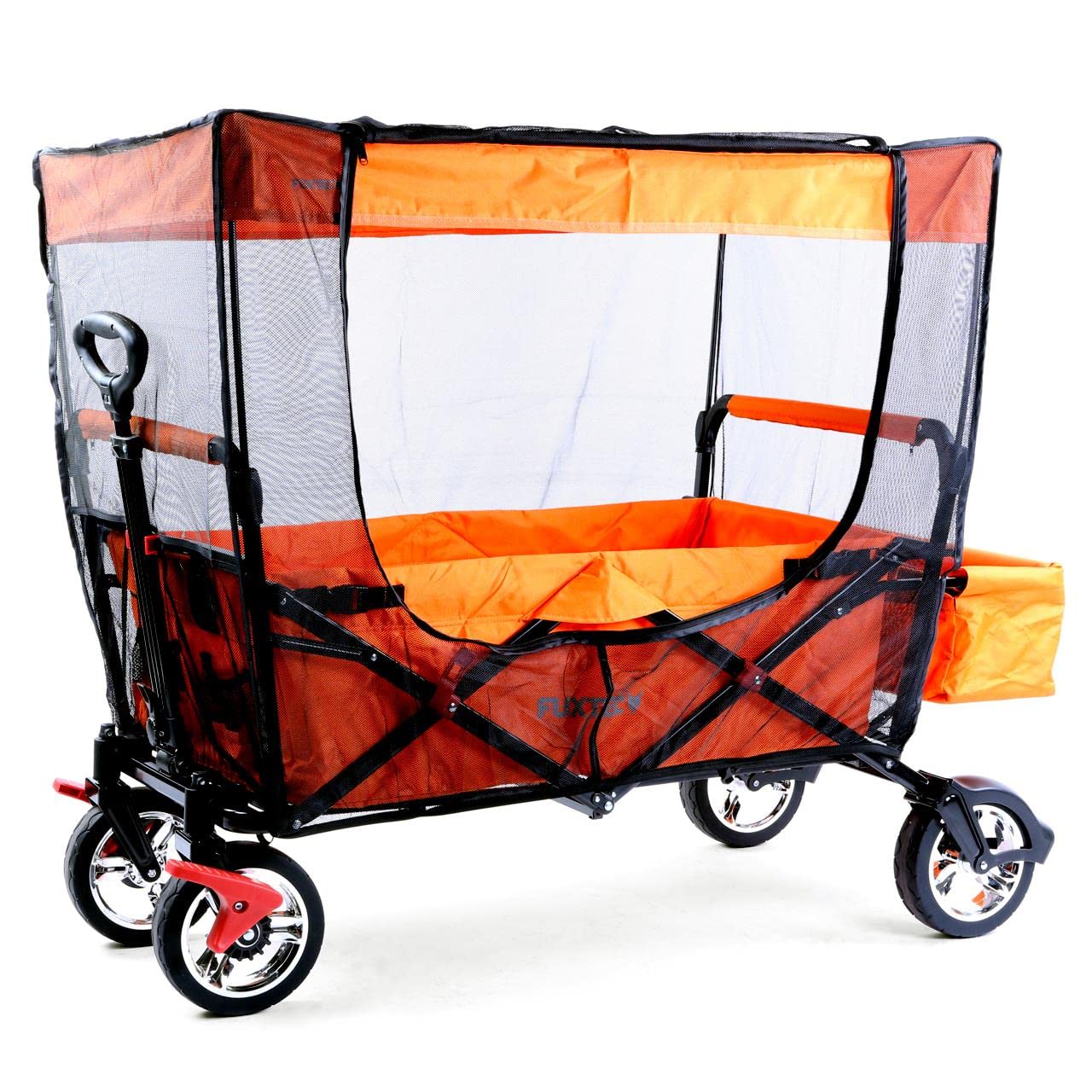 Fuxtec Zanzariera con Protezione Solare per Carrello Pieghevole CTL900 • Copertura Antinsetto per Bollerwagen • Rete Anti Zanzare e Parasole per Bambini • Accessorio per Carrello da Trasporto