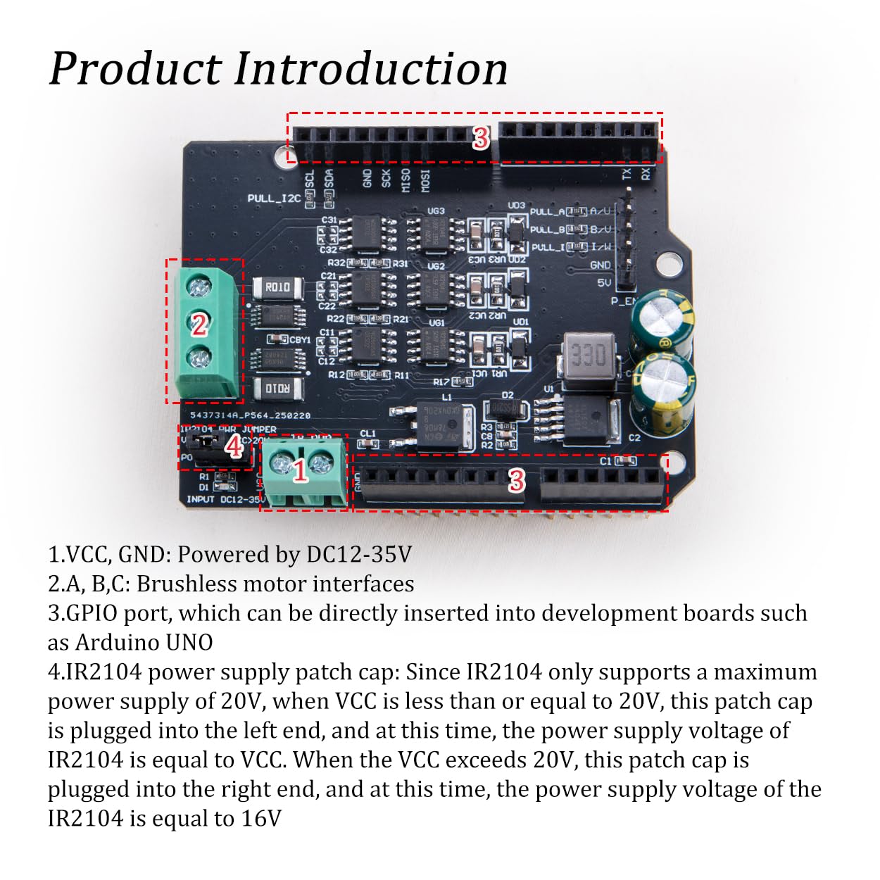 KOOBOOK 1 controlador de motor BLDC de alta eficiencia FOC sin escobillas compatible con Simple FOC Shield V2.0.4 soporta DC12-35V para proyectos Arduino