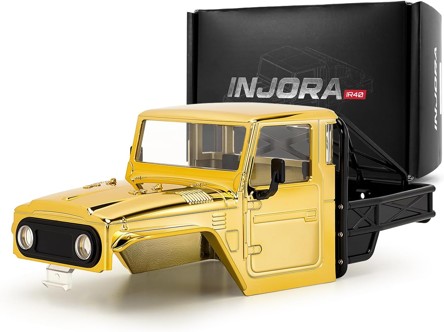 INJORA 87g IR40 Truck Body Shell with Tube Cage for 1/18 TRX4M Defender Bronco(Sandy Taupe)