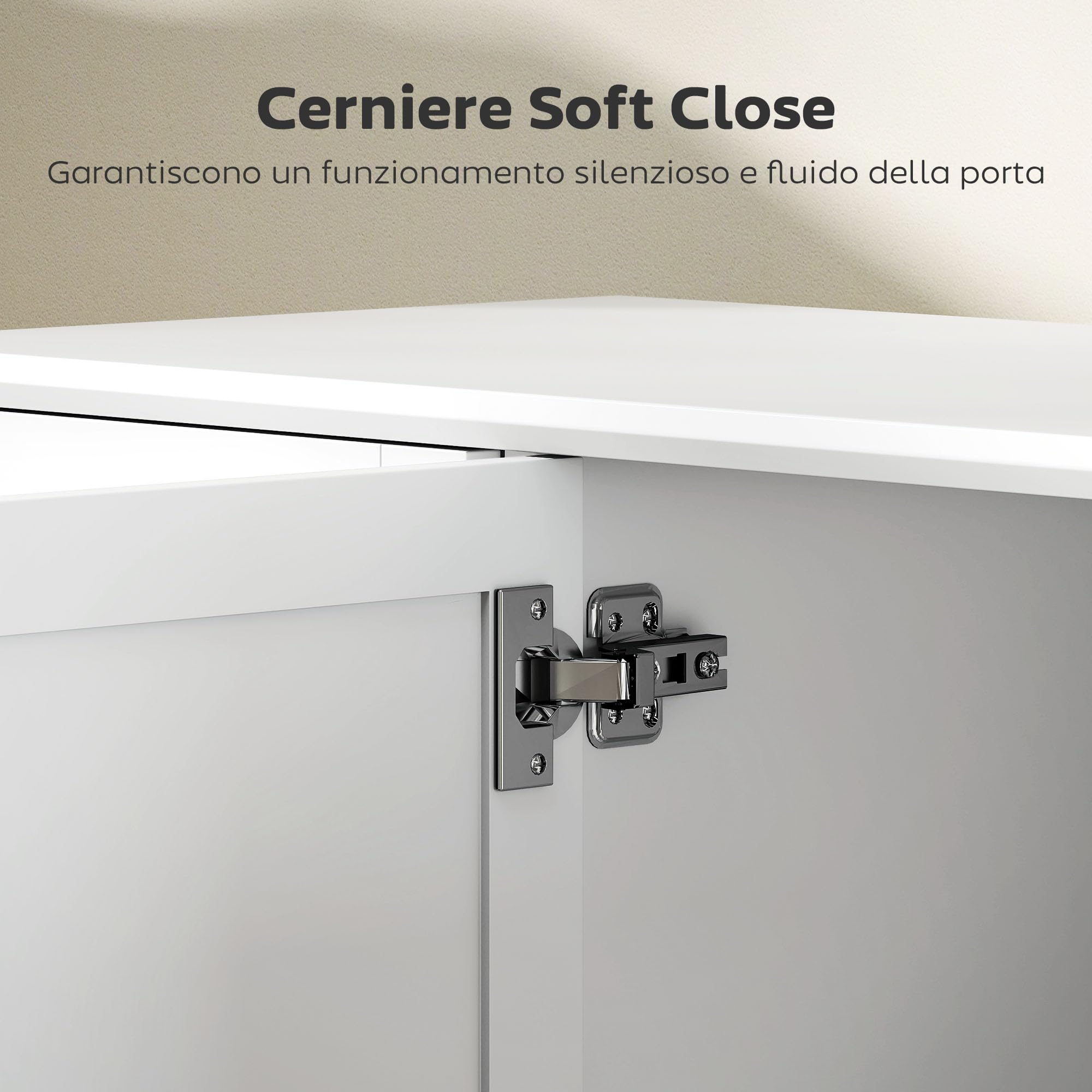 HOMCOM Mobile Soggiorno, 2 Cassetti 3 Armadietti, 120x38x86 cm, Bianco | Credenza Soggiorno, Mobile Cucina120 cm, Ripiani Regolabili, Madia, Gambe in Pino, Sala da Pranzo, Cucina