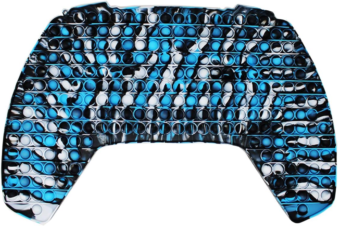 KINIA Jumbo 256 Bubbles Pop it Giant Fidget Toys Controller Sensory Fidgets Toy – Patent Pending - Tie Dye Silicone Push Bubble Stress Relief Novelty Toy (256 Pop It, Controller Black Blue White)