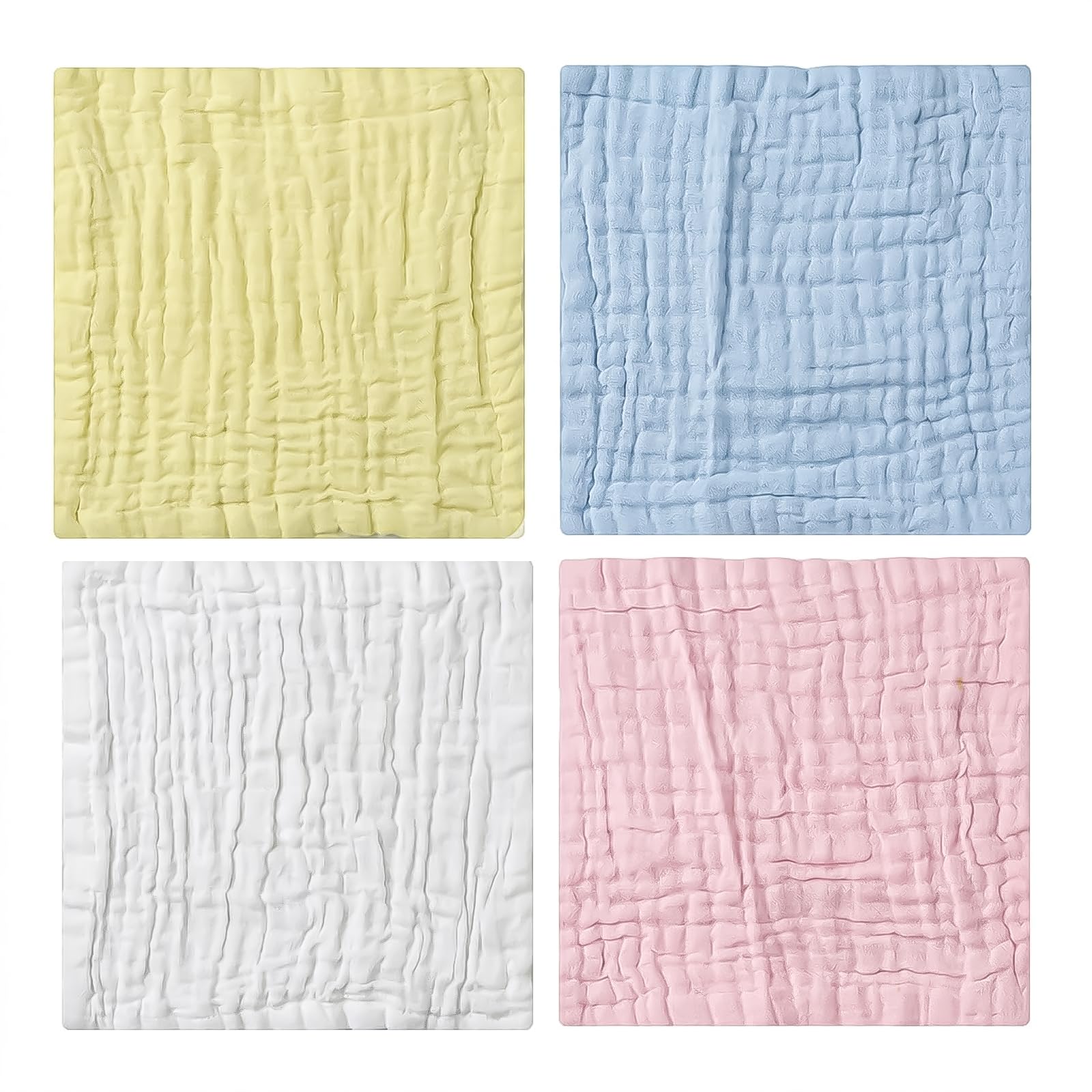 ZhuPu 4 Pcs Muslin Face Cloths, Soft Muslin Squares Cotton Cloths for Face Cleansing Makeup Removal Travel