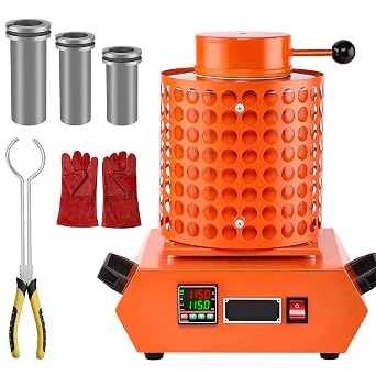 Upgraded Gold Melting Furnace 2000W, 15 KG Electric Smelting Furnace, 2100F Digital PID Gold Kiln with Graphite Crucible for Casting & Refining Gold Silver Copper Aluminum Orange 35oz