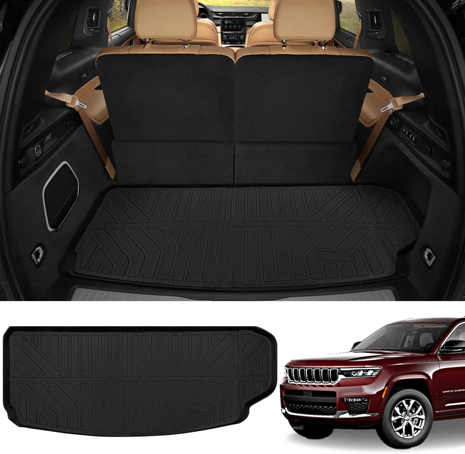 Amazon Naibeve Fit 2021 2022 2023 ジープ グランドチェロキー L トランクマット カーゴライナー (3列