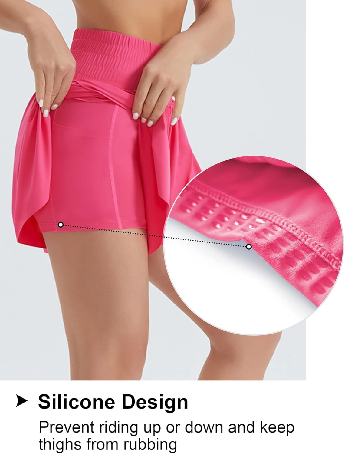 THE GYM PEOPLE Women's High Waisted Flowy Running Shorts 2 in 1 Athletic Workout Skirt Shorts - Image 4