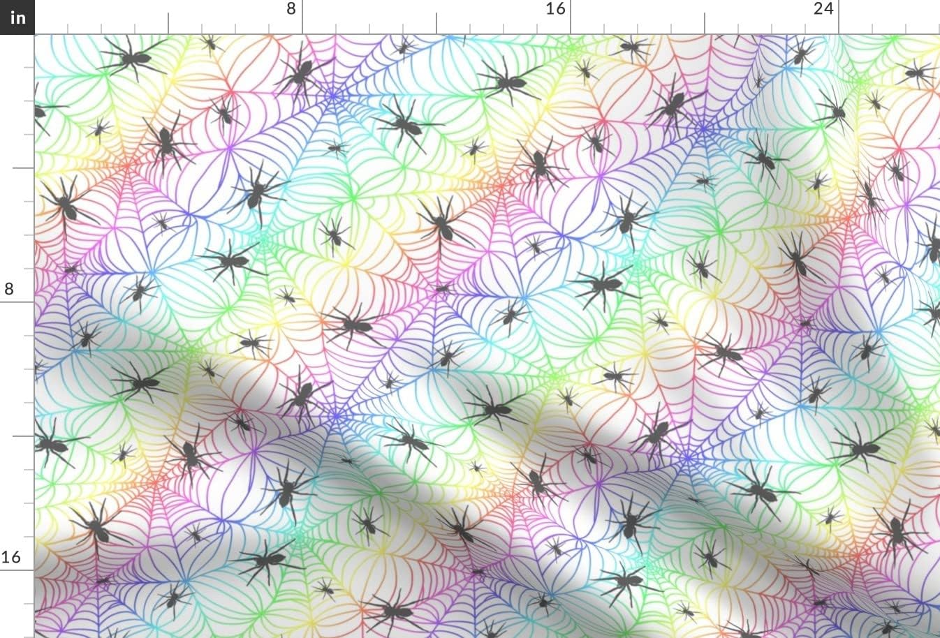 Spoonflower Fabric - Rainbow Spider Webs White Spooky Cute Halloween Printed on Minky Fabric by The Yard - Sewing Baby Blankets Quilt Backing Plush
