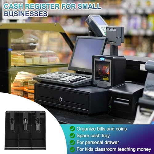 Miniatura 3 de PATIKIL Bandeja de dinero para caja registradora, bandeja de inserción de cajón, organizador portátil de caja de almacenamiento de dinero con clip