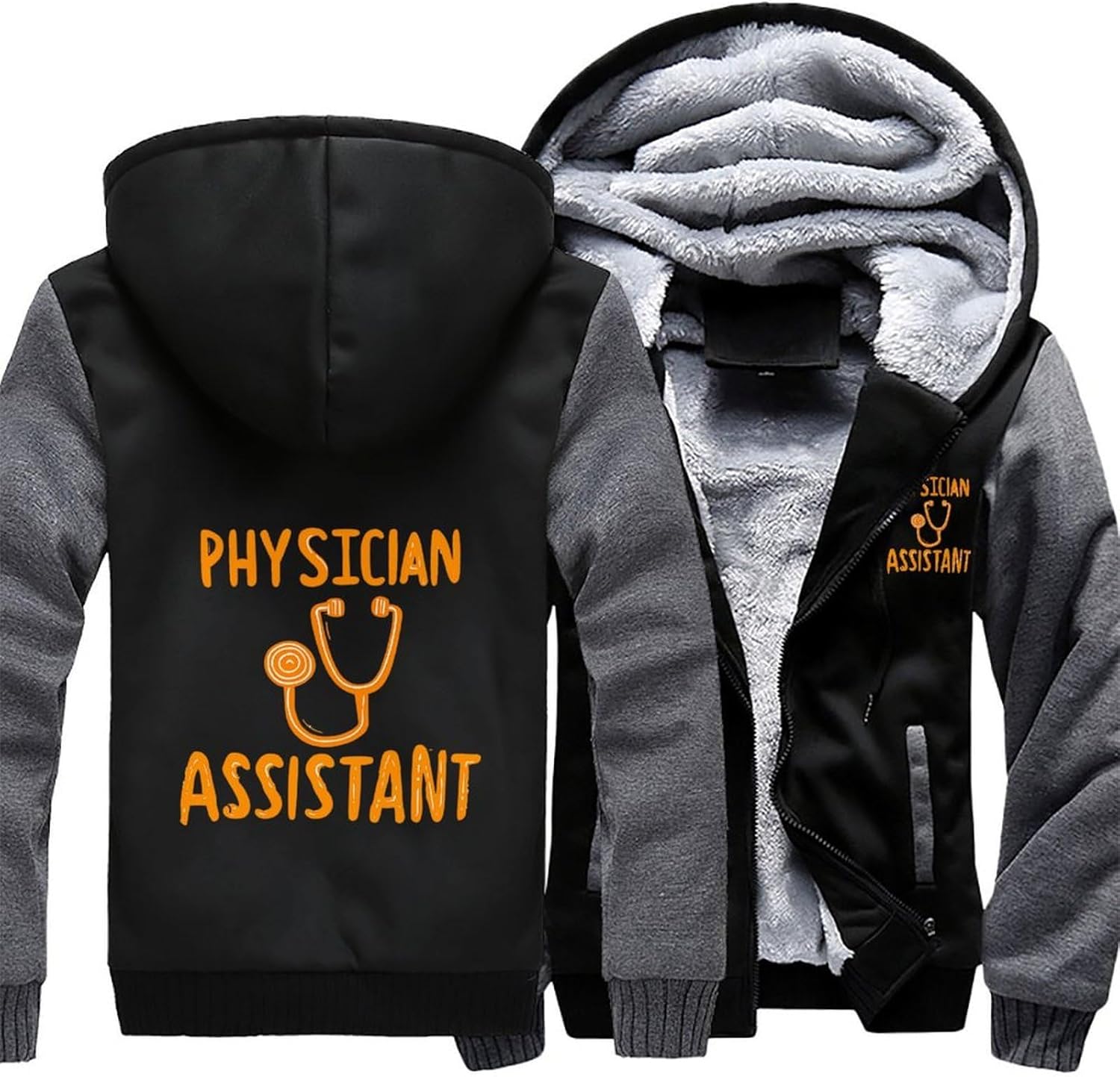 Physician Assistant Men's Fleece Hoodie Jacket Coat Warm Casual Sweatshirt with Pockets