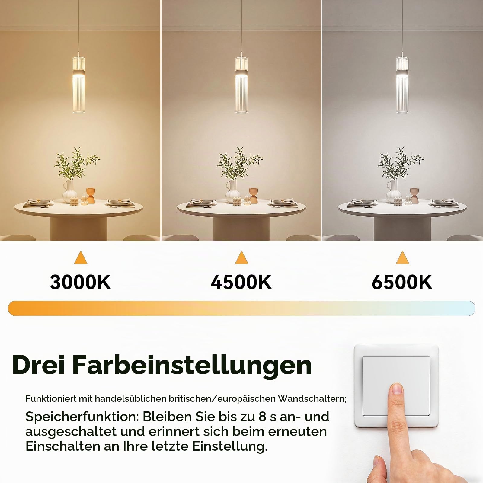 3 Flaming LED Hängelampe 3000K/4500K/6500K Acryl Pendelleuchte | 14W 1500LM Hängend Lampe für Wohnzimmer, Esstisch, Küche, Esszimmer, Lounge, Kochinsel und Barroom mit Memory 4765360