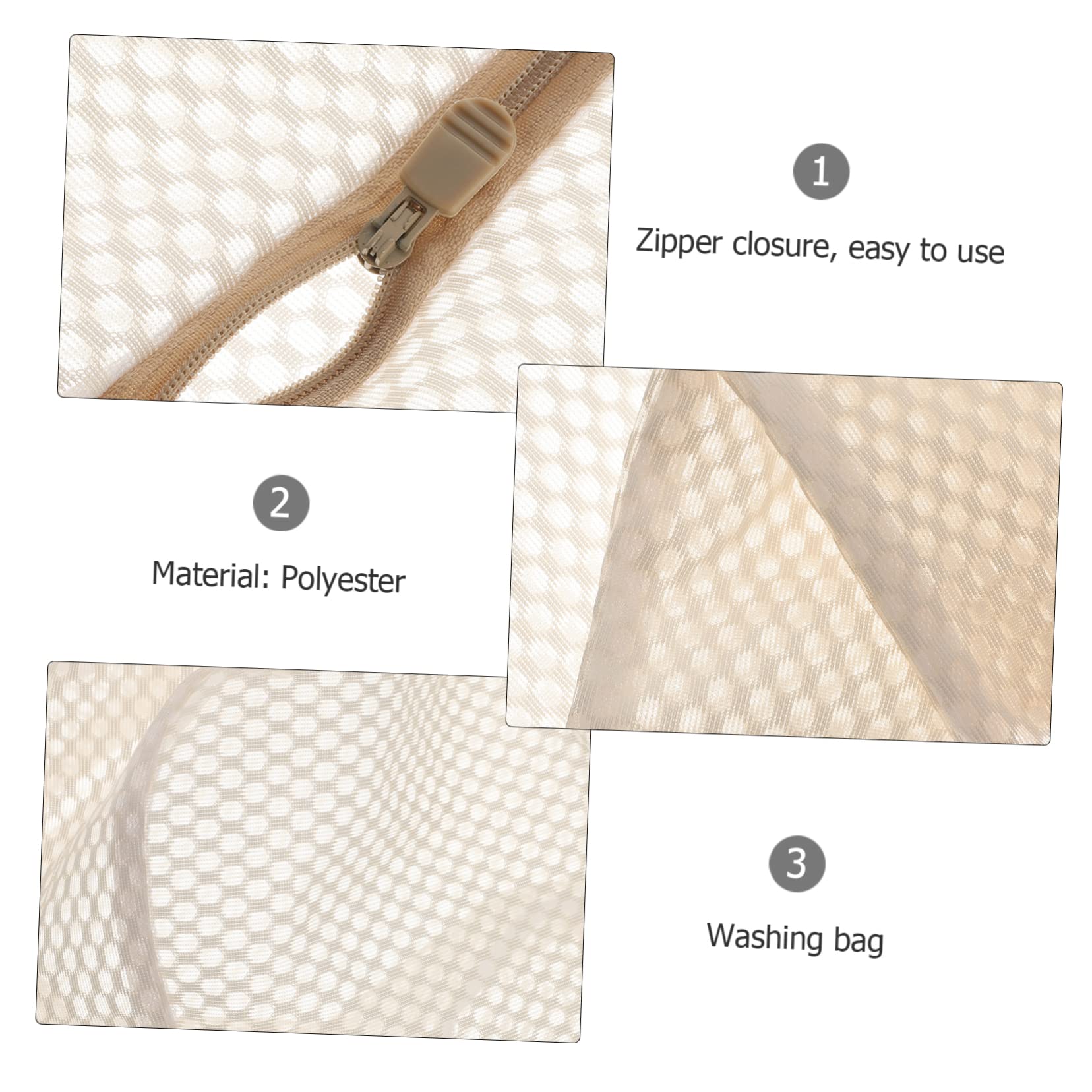 Set 6 Sacchetti per Bucato in Poliestere Beige, Protezione per Biancheria Intima e Reggiseni, Sacchetti Rete Delicati per Lavatrice e Lavaggi Precisi