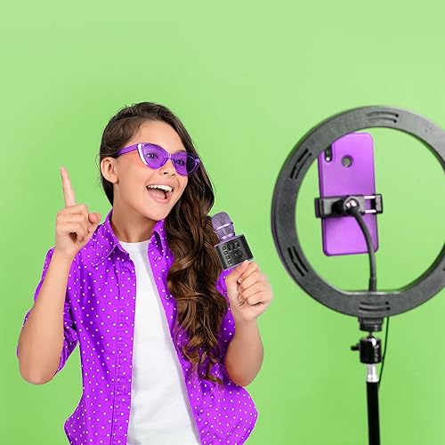 Miniatura 11 de Core Innovations Micrófono de karaoke inalámbrico Bluetooth con altavoces integrados + grabación HD, micrófono portátil de mano  Lila