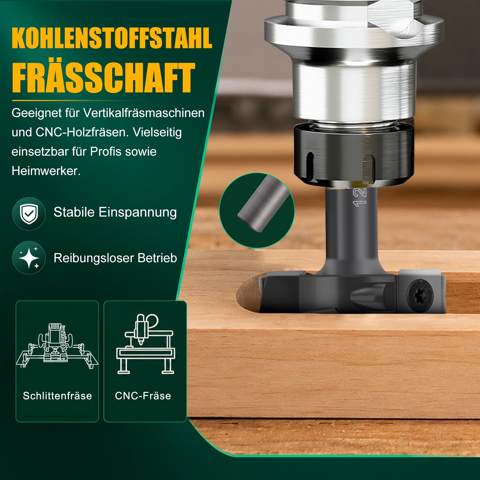 Fresa piatta per frese con codolo da 12 mm, diametro di taglio 45 mm