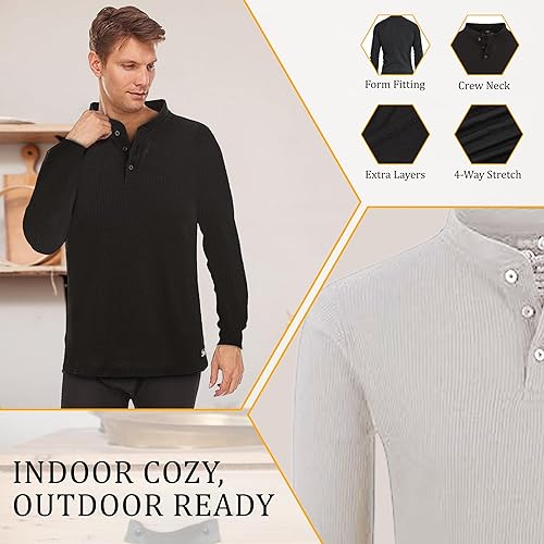 Miniatura 4 de BROOKLYN'S BEST Men's Long Sleeve T Shirt - 2 Pack Mens Thermal Long Sleeve Shirt - Ultra Soft Long John Shirts for Men