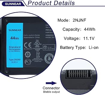Amazon.com: SUNNEAR 2NJNF Battery Replacement for Dell Inspiron