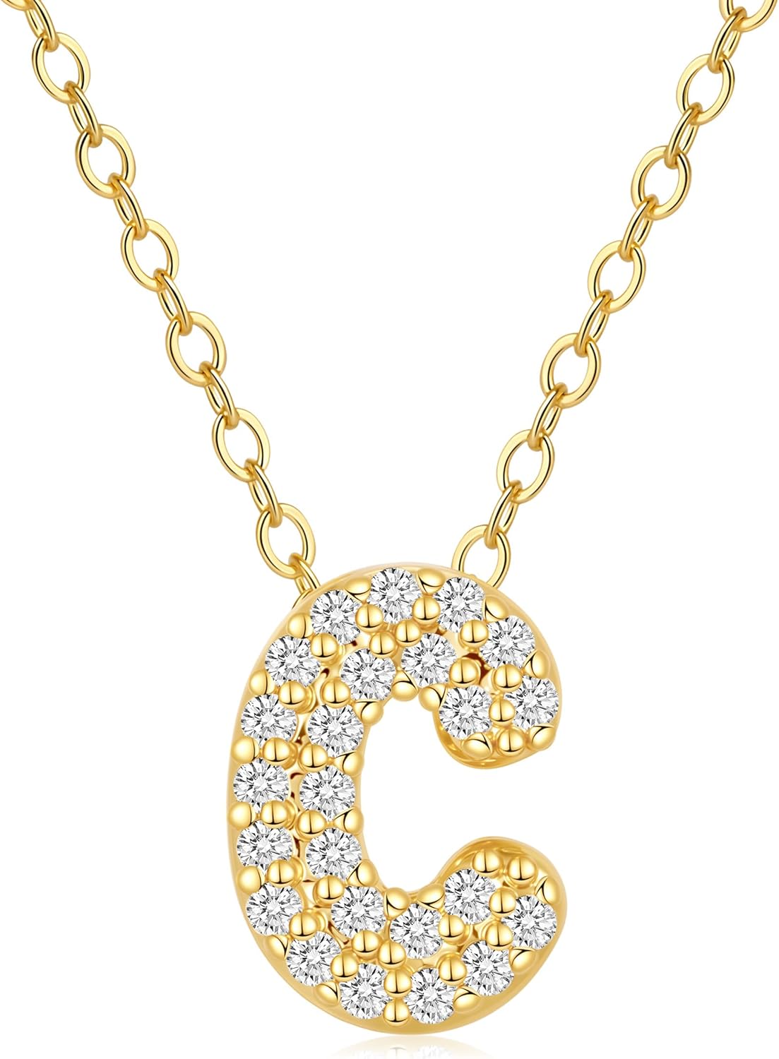 Gold Initial Necklaces for Women Dainty Small Cubic Zirconia Letter Necklace Tiny Initial Pendant Monogram Choker Name Necklace Personalized Gift Trendy Jewelry