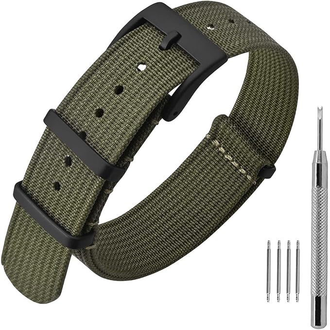 ANNEFIT Nylon Watch Strap 18mm 20mm 22mm, OnePiece Waterproof Military