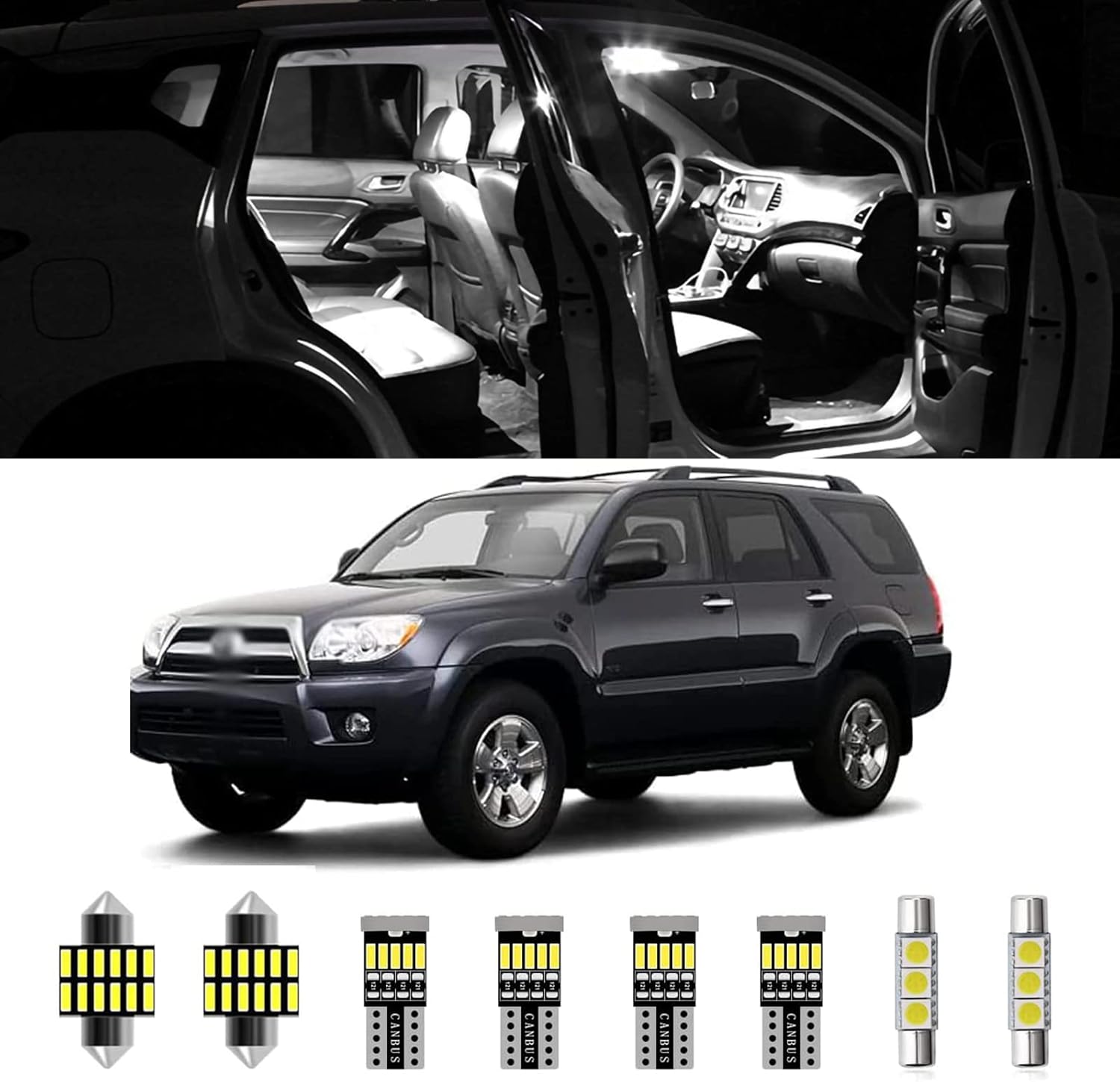 AWALITED 18pcs 4Runner Interior LED Lights Kit Super Bright LED Map Dome Light Bulbs for 2003 2004 2005 2006 2007 2008 2009 Toyota 4Runner All Models