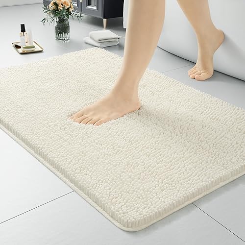 Miniatura 31 de LOCHAS - Tapete peludo, lavable, antideslizante y absorbente de 24 x 17 pulgadas, para baño, bañera o ducha, afelpado, de felpilla, suave, color