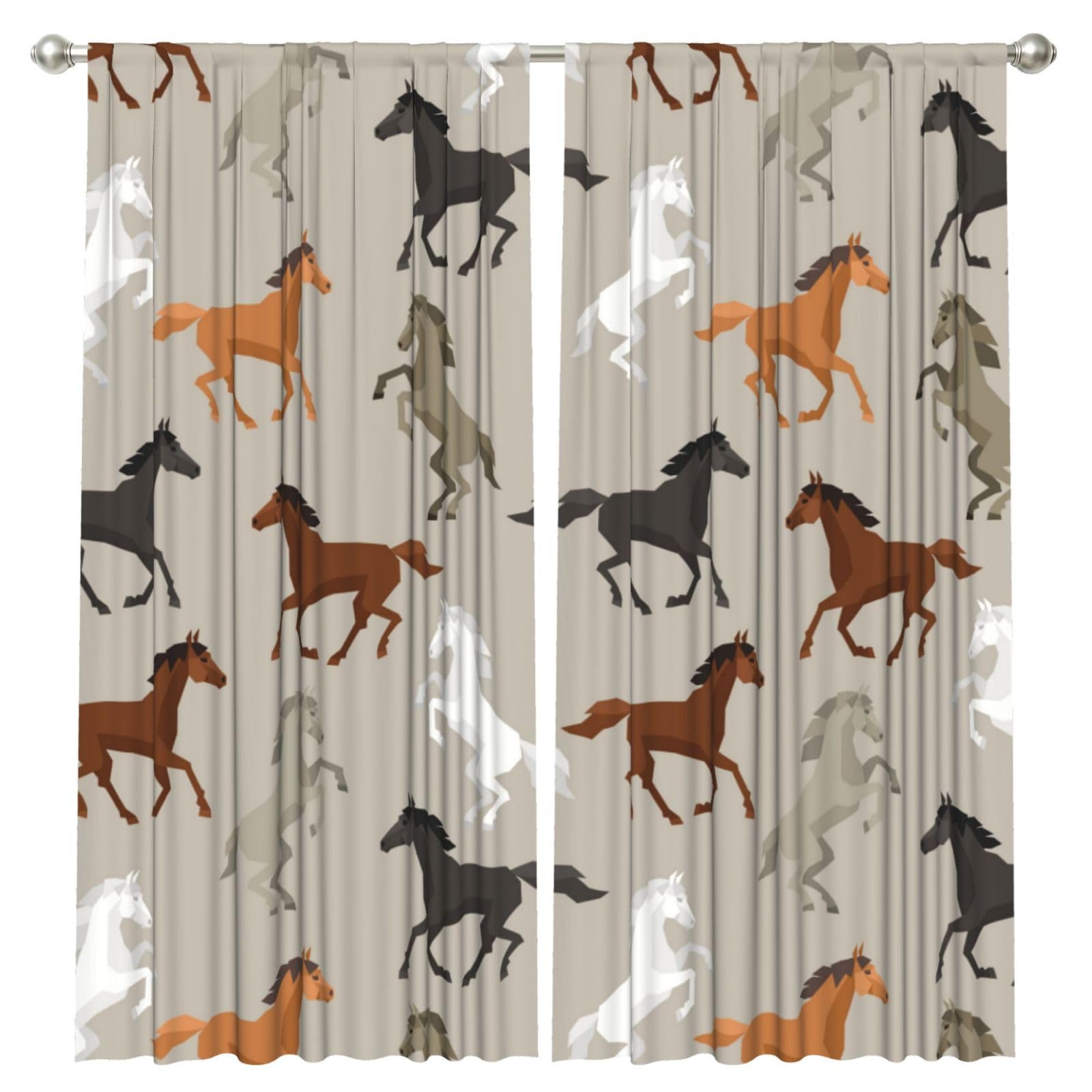 InOmak Cute Horse Print, 2 Panels Window Curtains 52 x 84 Inch Blackout Curtains for Living Room Bedroom