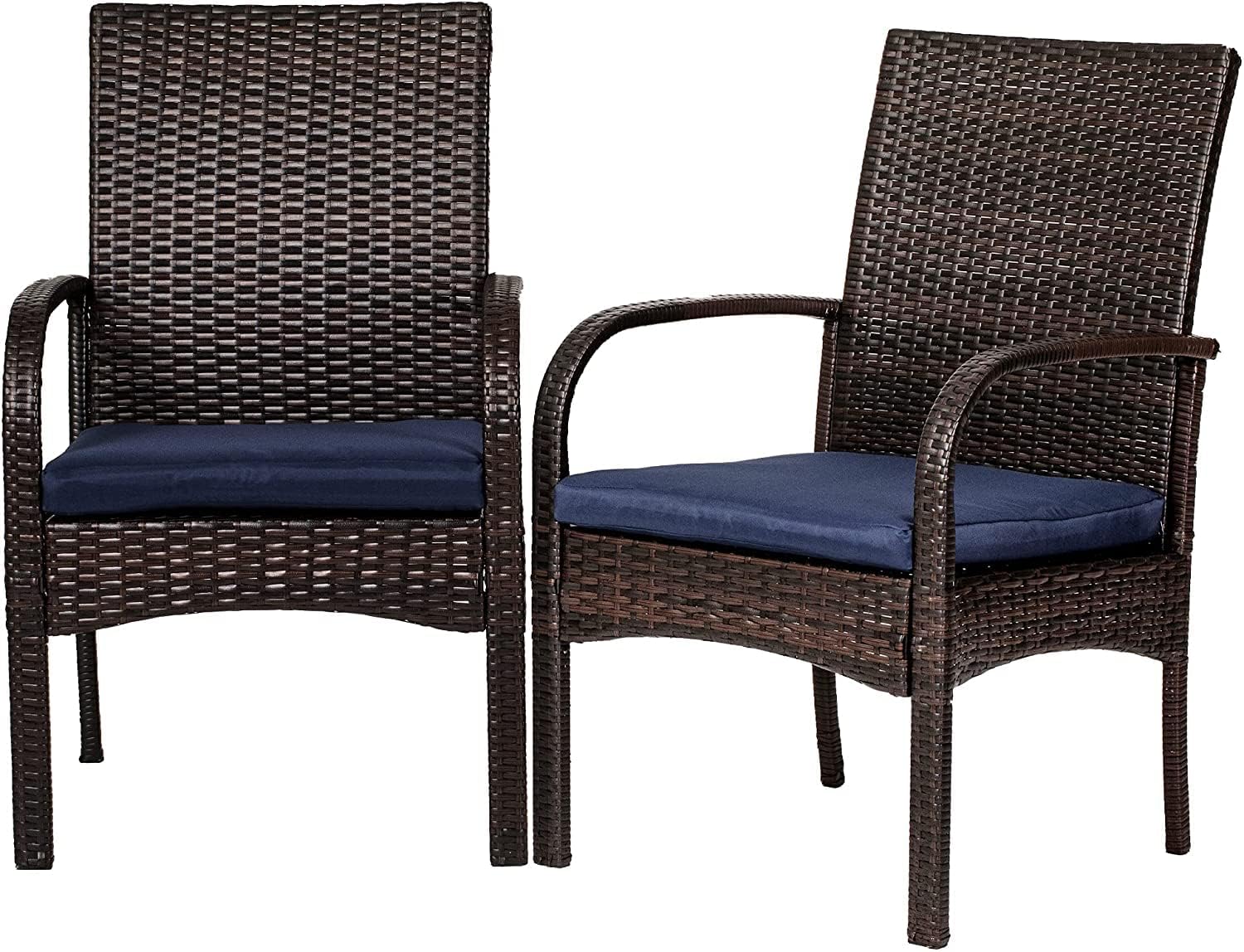 Condition photo showing New/Like New for (2) outdoor wicker dining chairs, patio rattan dining chairs set of 2