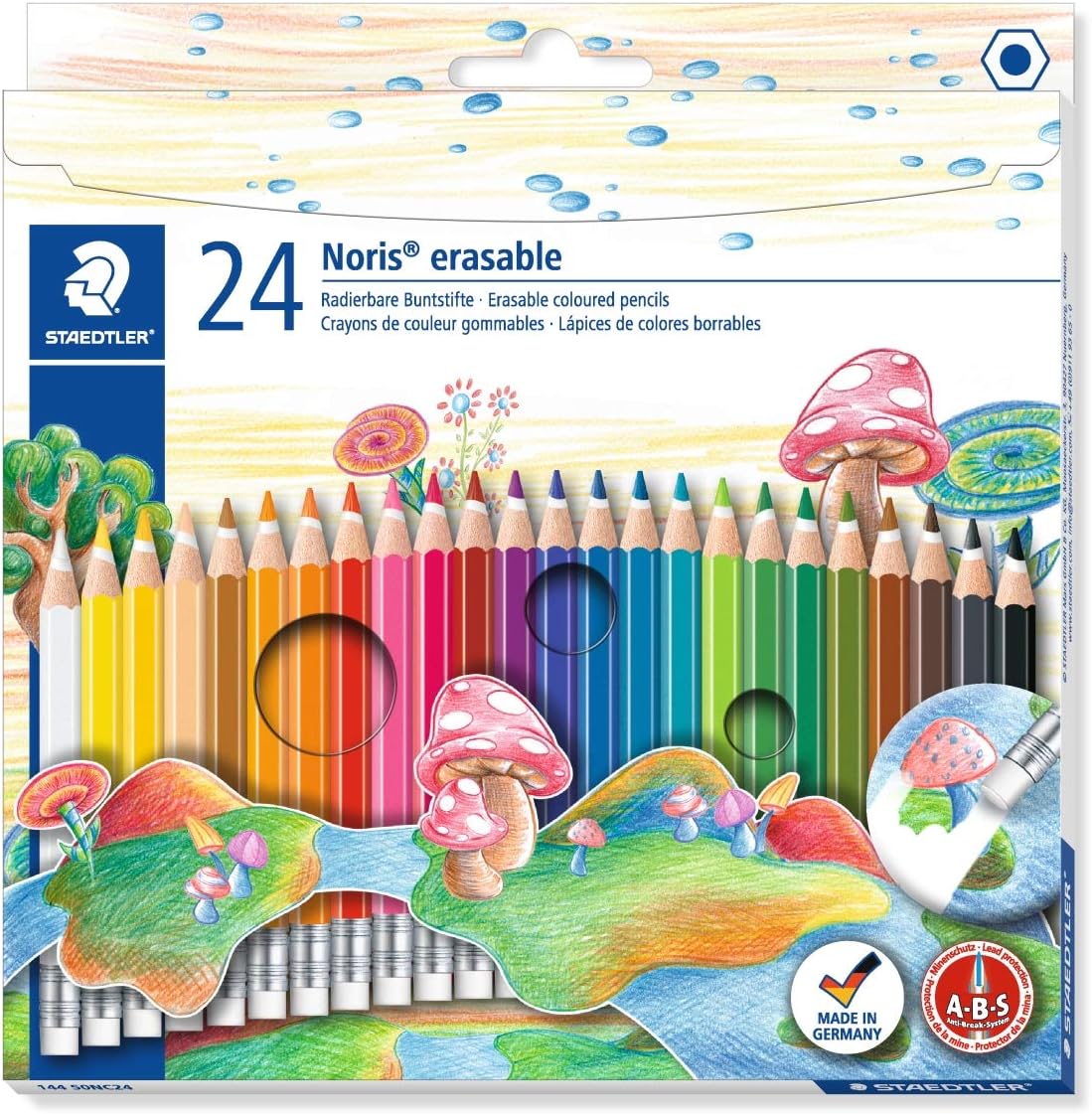 Staedtler Noris Club 144 50NC24 Erasable Colouring Pencils - Assorted Colours (Pack of 24)