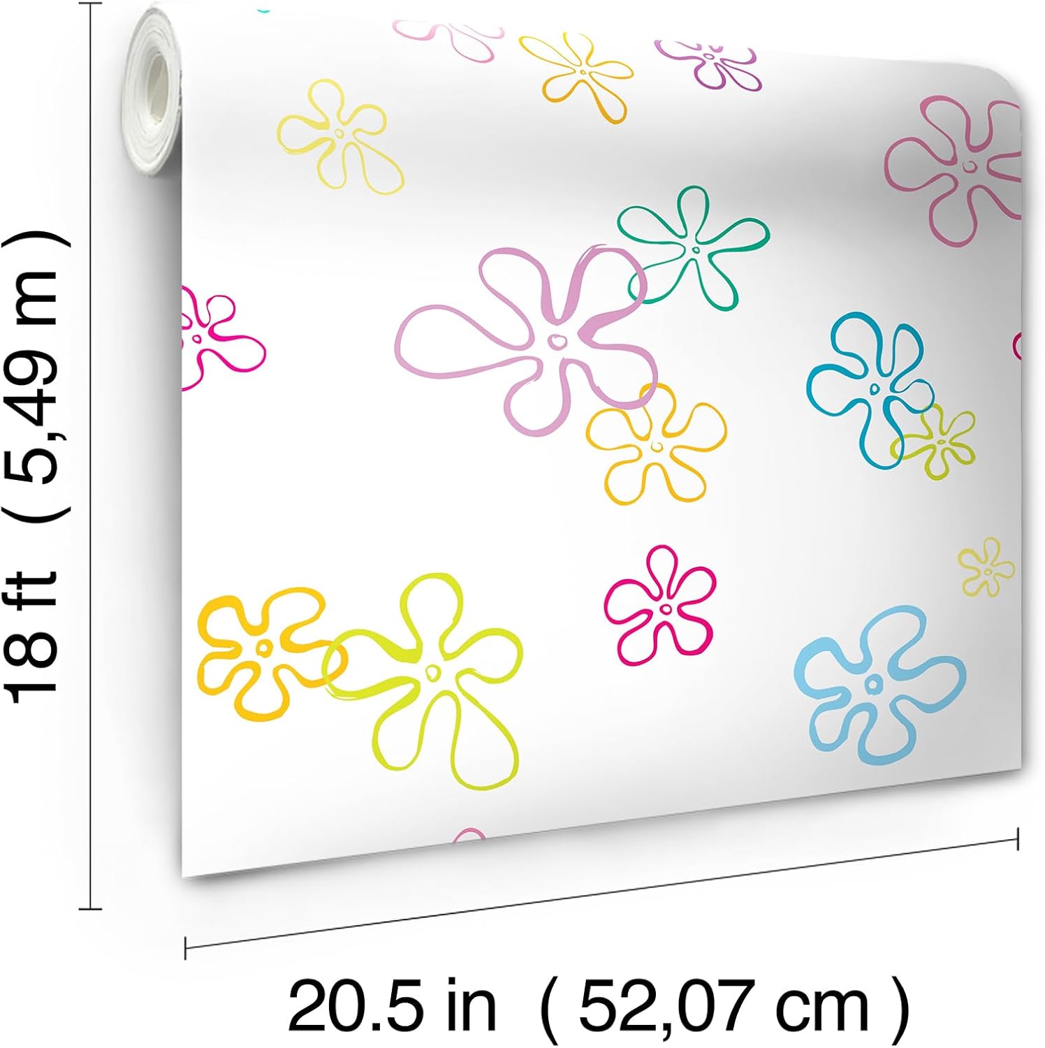 RoomMates Spongebob Squarepants Floral White Peel and Stick Wallpaper, RMWS1368