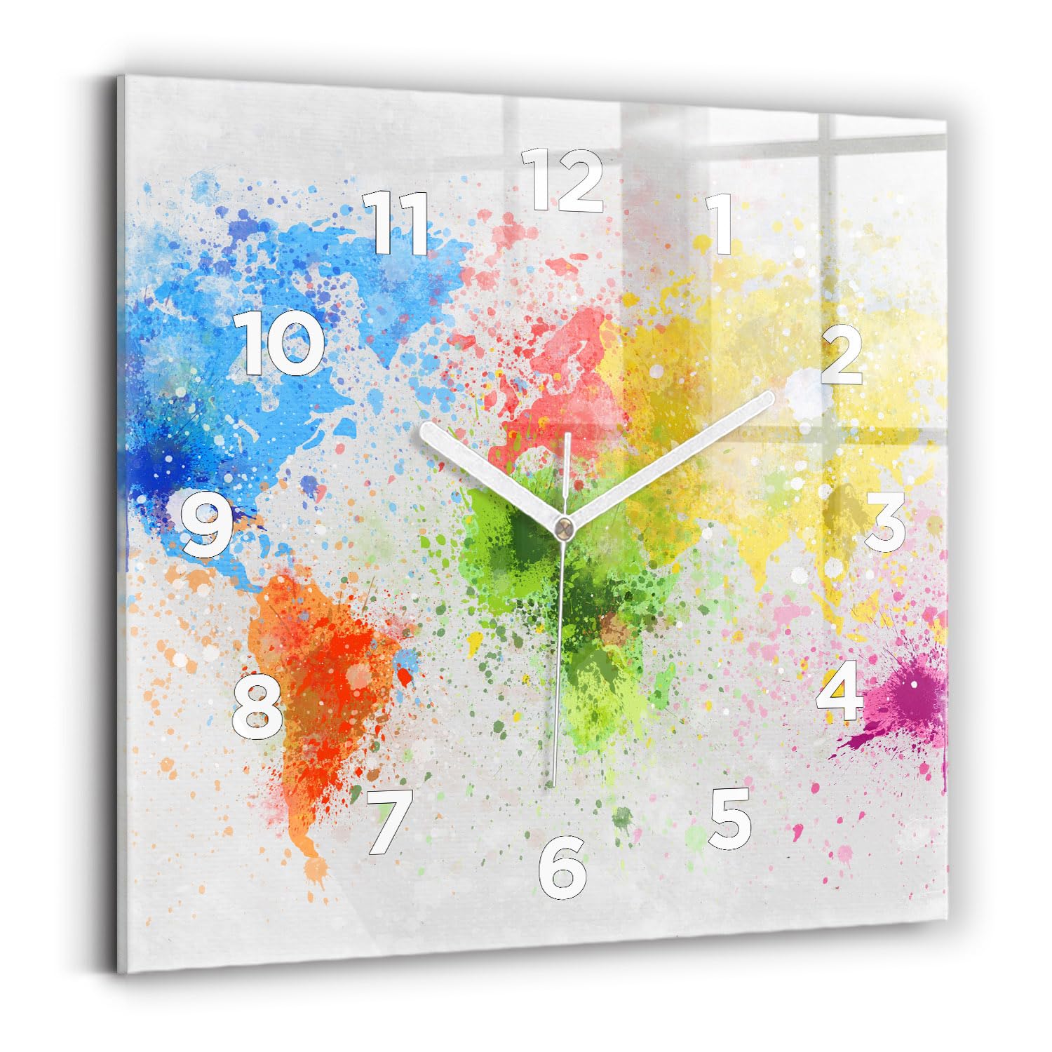 Horloge murale moderne pour salon et bureau avec planisphère Wallfluent