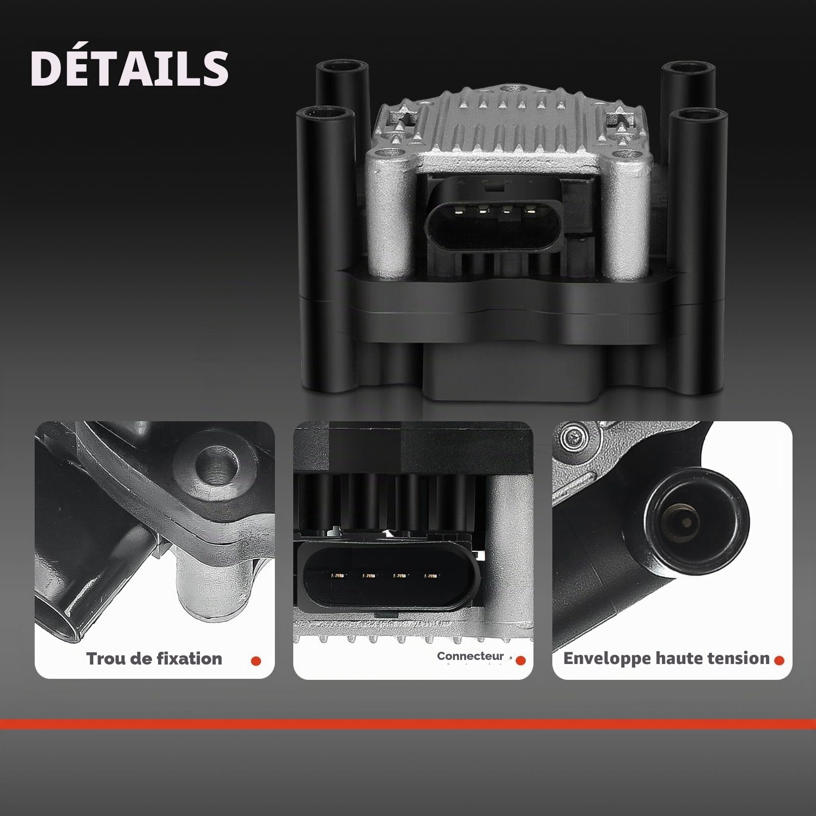 Frankberg Module d'allumage Bobine d'allumage compatible avec A1 A2 A3 A4 Altea Exeo Ibiza Leon Toledo Fabia Octavia Rapid Superb Beetle J-e-t-t-a B-o-r-a Caddy Golf Polo 032905106B