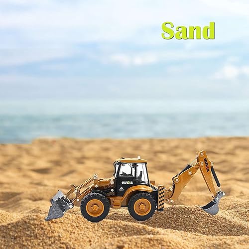 Miniatura 6 de Retroexcavadora, excavadora, camión, juguetes para niños, 150, construcción de vehículos de ingeniería de metal, tractor, colección de modelos,