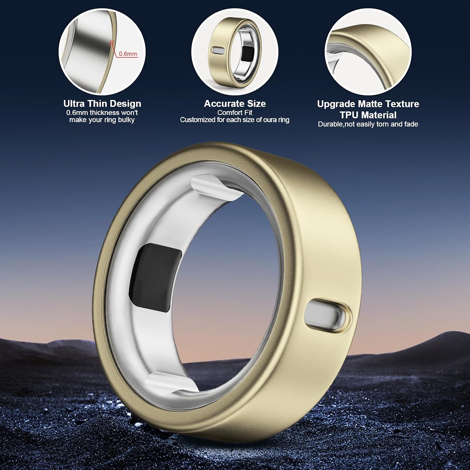 8 Pack Cover Compatible with Oura Ring Gen 4/Oura Ring Gen 3 Horizon/Heritage,Charging Derectly,Matte Texture Wear-Resistant Anti-Scratch TPU Protector for Oura Rings Women Men（D,Size 7