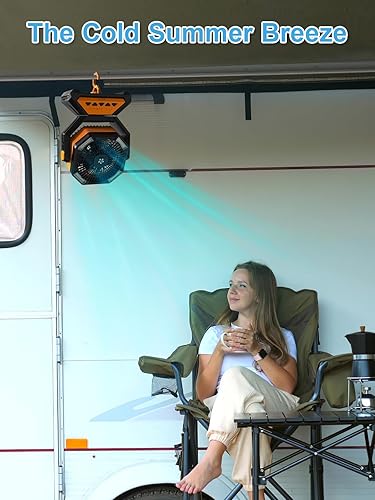 Miniatura 9 de Ventilador recargable portátil para tiendas de campaña, 20000 mAh, funciona con pilas, luces de campamento con gancho remoto, 4 temporizadores4