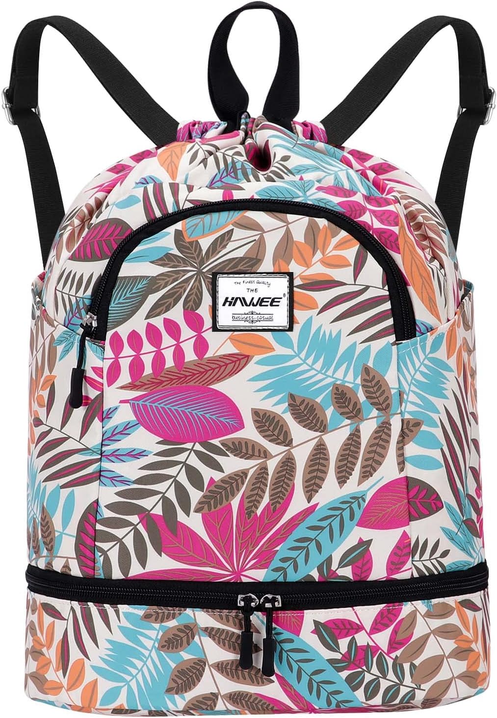 Dry Wet Drawstring Backpack with Shoe Compartment for Women Adjustable Gym Bag