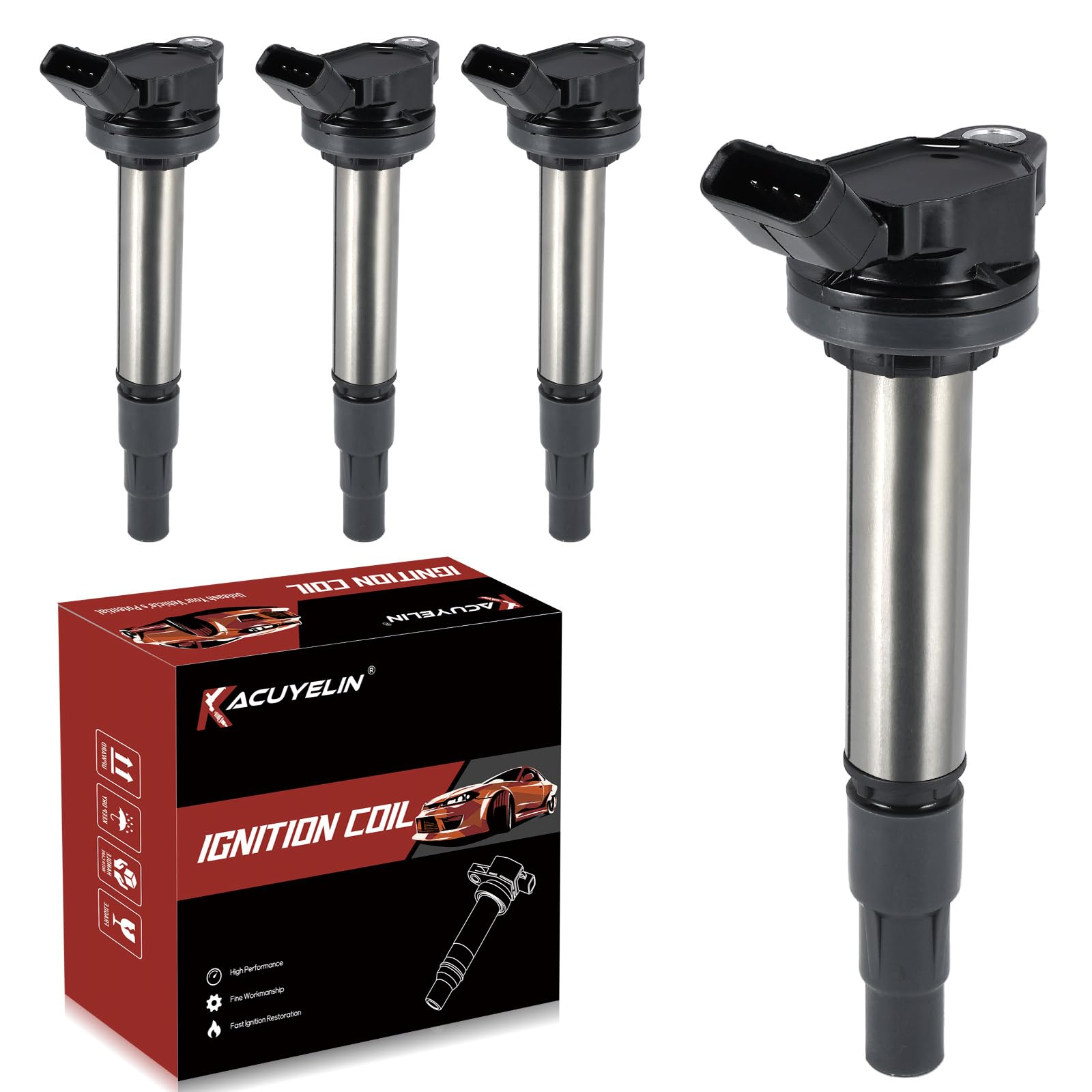 KacuYelin UF596 Ignition Coil Pack Compatible with Toyota Corolla Matrix Prius Prius Plug-In Prius V Lexus CT200h Scion XD 1.8L L4 2008-2015 UF596