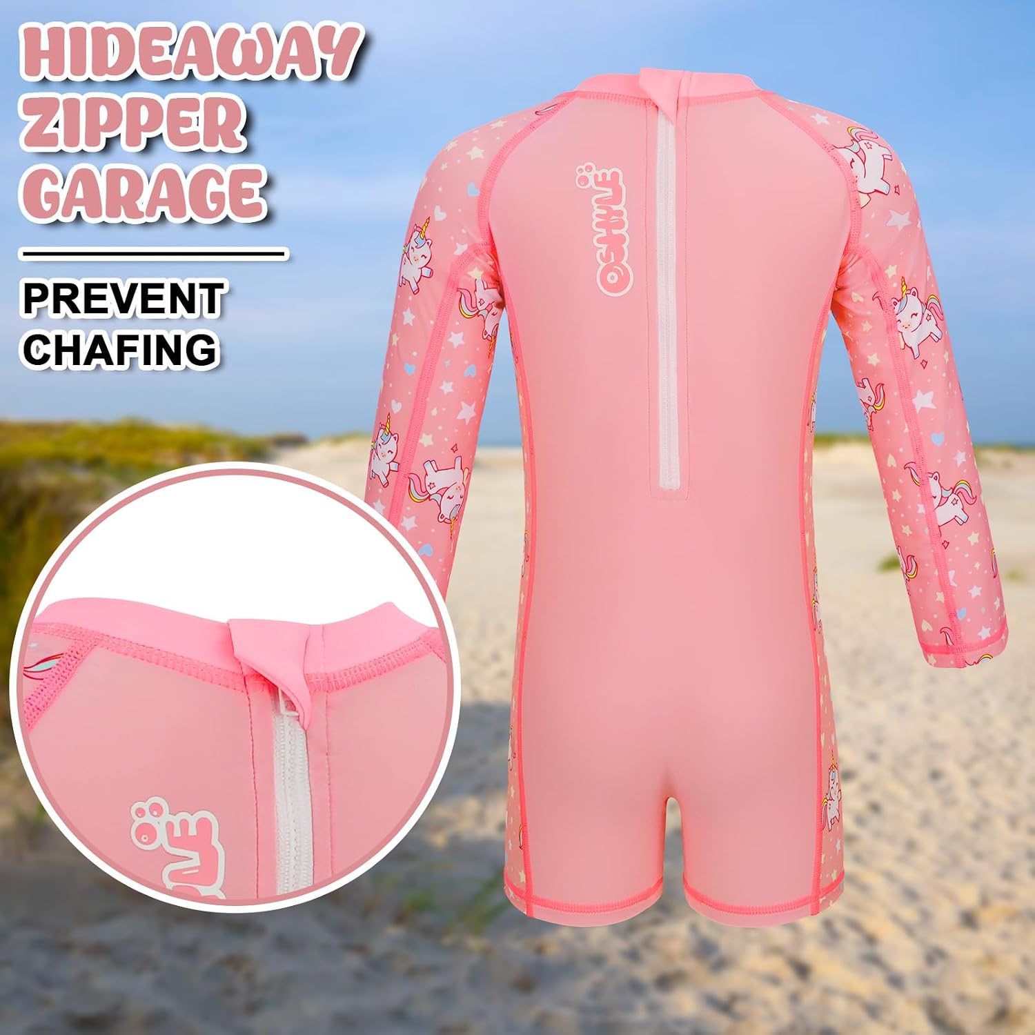 Baby/Toddler Swimsuit - UPF 50+ Sun Protection, One-Piece Zipper Bathing Suit Ideal for Pool, Beach,Daily wear etc. (Unicorn, 9-12 Months)