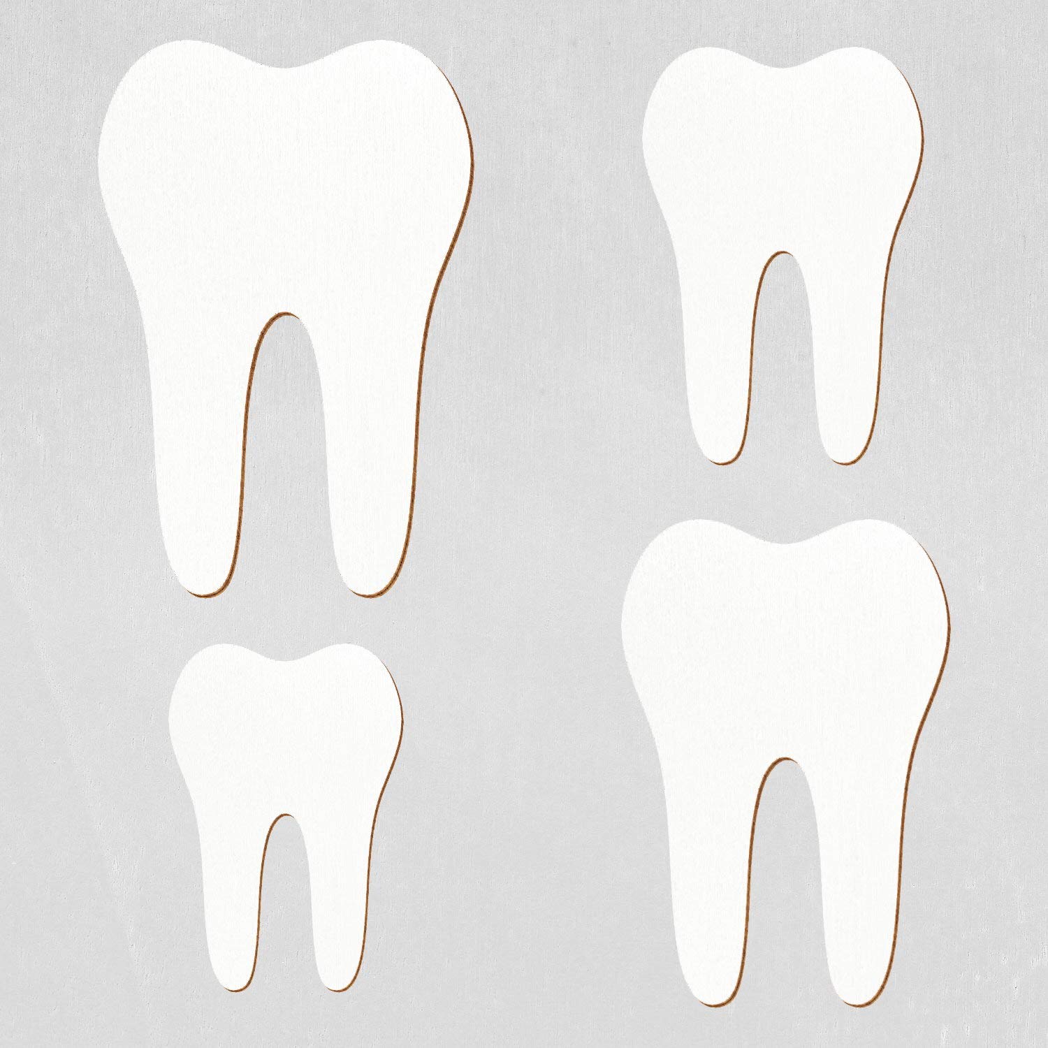 Diente de madera blanca – Decoración para manualidades 3 – 50 cm, tamaño: 17 cm, paquete con 10 unidades
