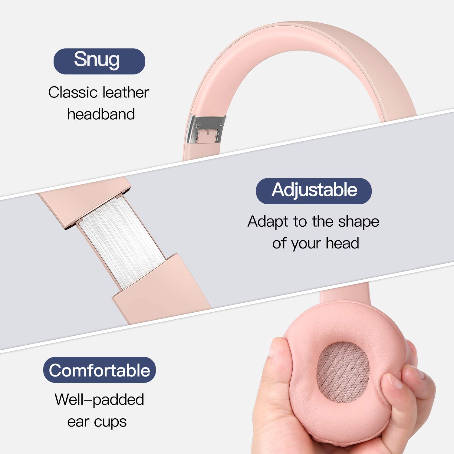 Picun B21 Wireless Headphones Over Ear, 110H Playtime Touch Control  Bluetooth Headphones with Mic USB-C Charging Foldable Stereo Bluetooth 5.0  Headset for Phone Support Wired/Wireless/TF (Rose Pink) : Amazon.com.au:  Electronics