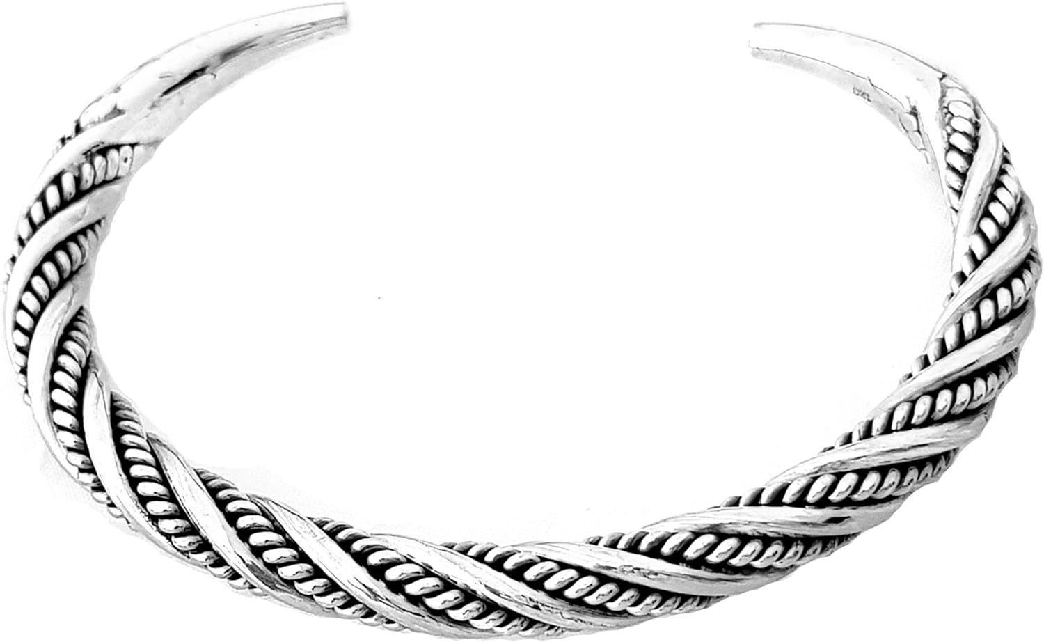 Men's 925 Sterling Silver Bangle Braided Rope Silver Cuff Bangle for Men - Ideal gift for him