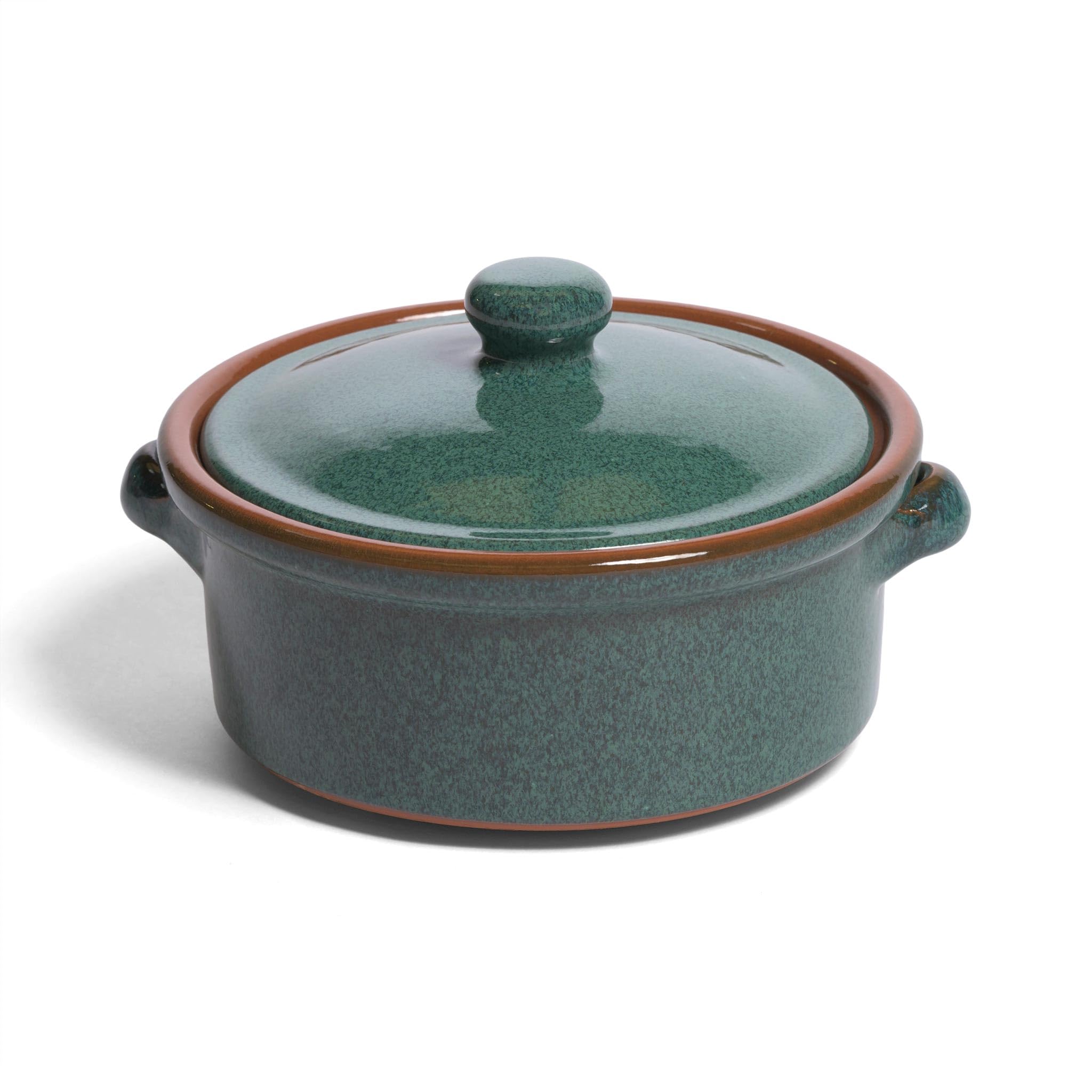 Amazing Cookware Terracotta Casserole Dish 2 Litre Peacock Green