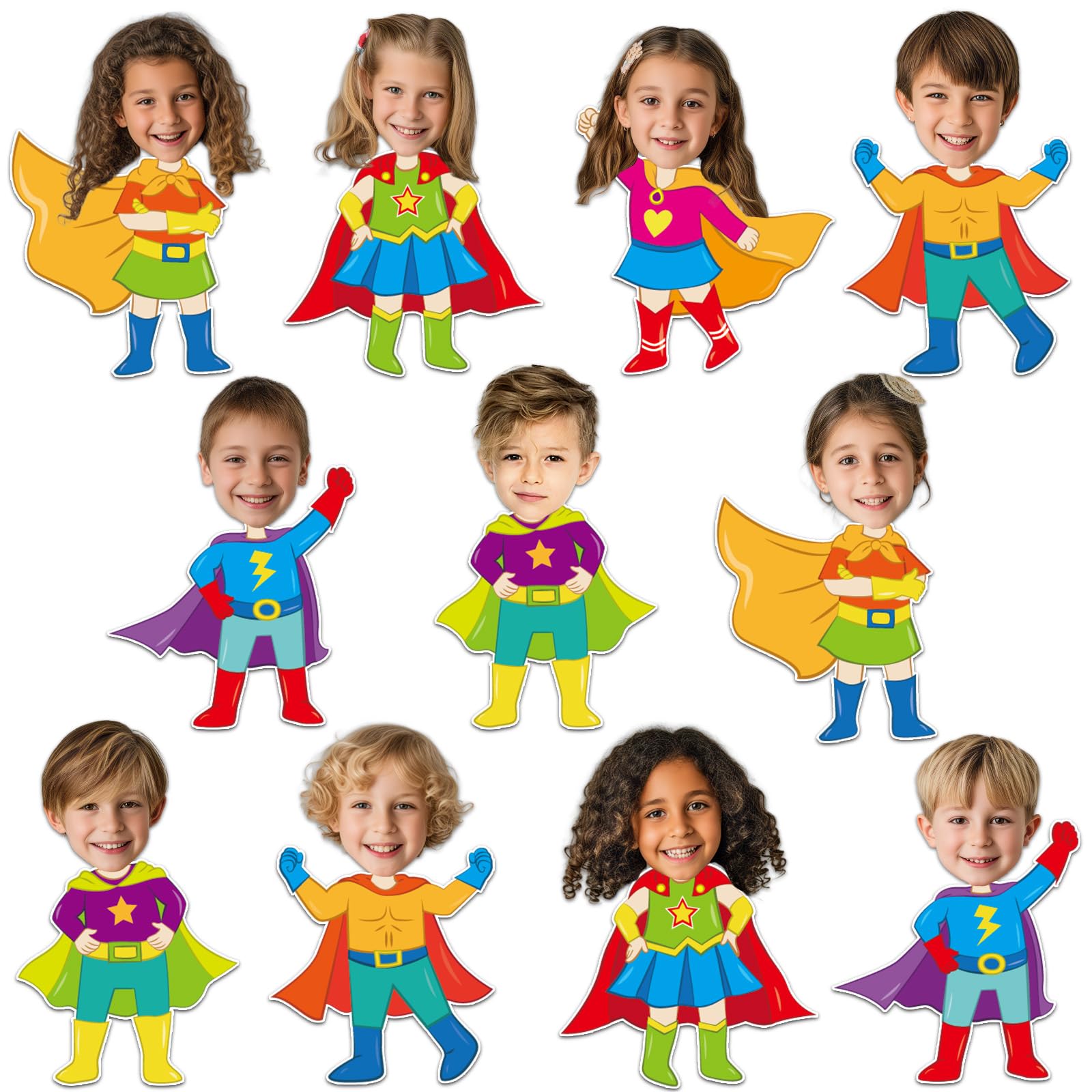 Qyeahkj 48 Stück Superthemen-Helden-Ausschnitte, super thematische Pinnwand-Dekorationen, Helden-Thema, Papier, DIY, Foto, Bild, Basteln für Kinder, Abschlussfeier, Party, Dekoration für Schulanfang