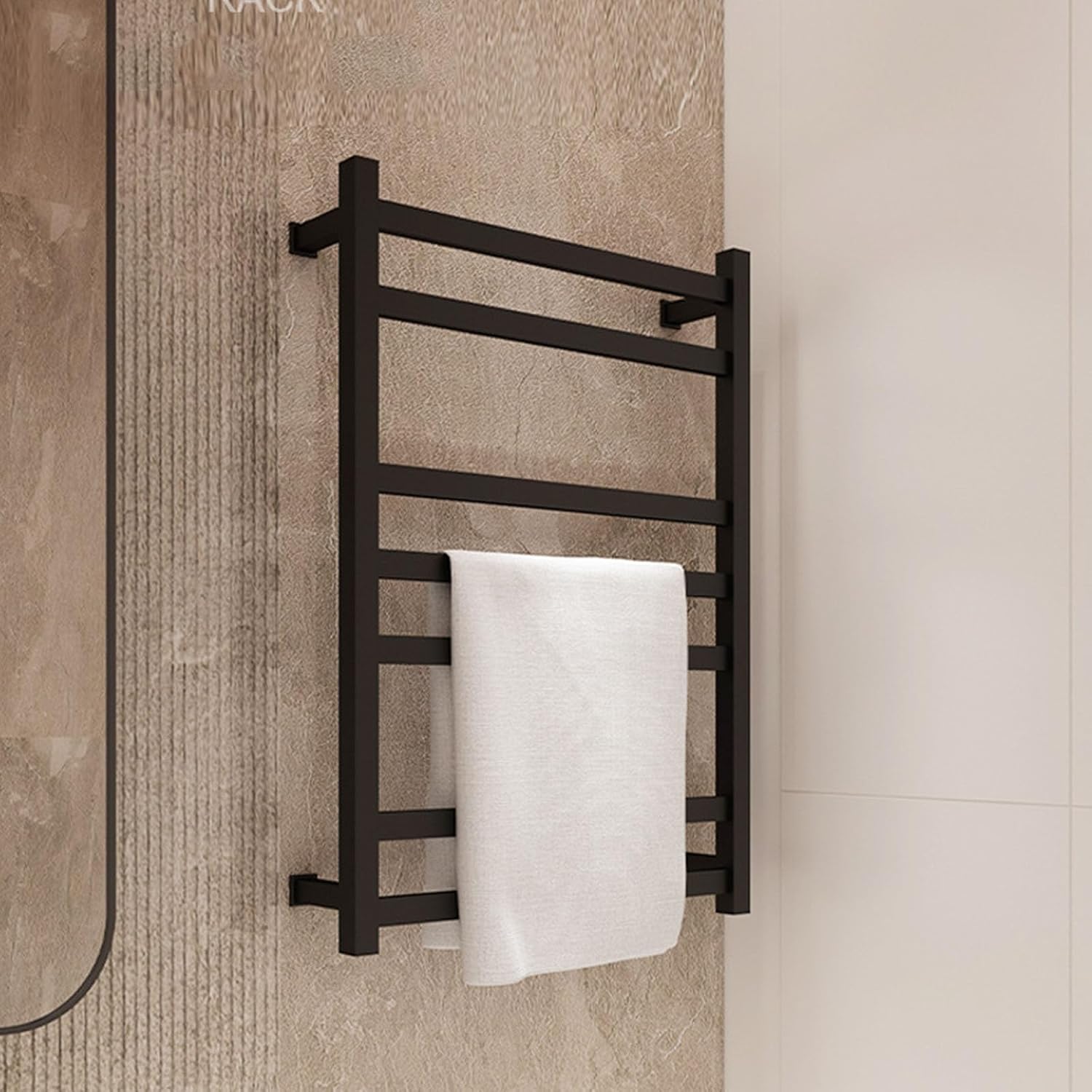 Heated Towel Rack for Bathroom, Electric Towel Warmers Wall Mounted 7 Bars, Towel Drying Racks Stainless Steel with Intelligent Constant Temperature,A White,Hard Wired(Black-Plug in