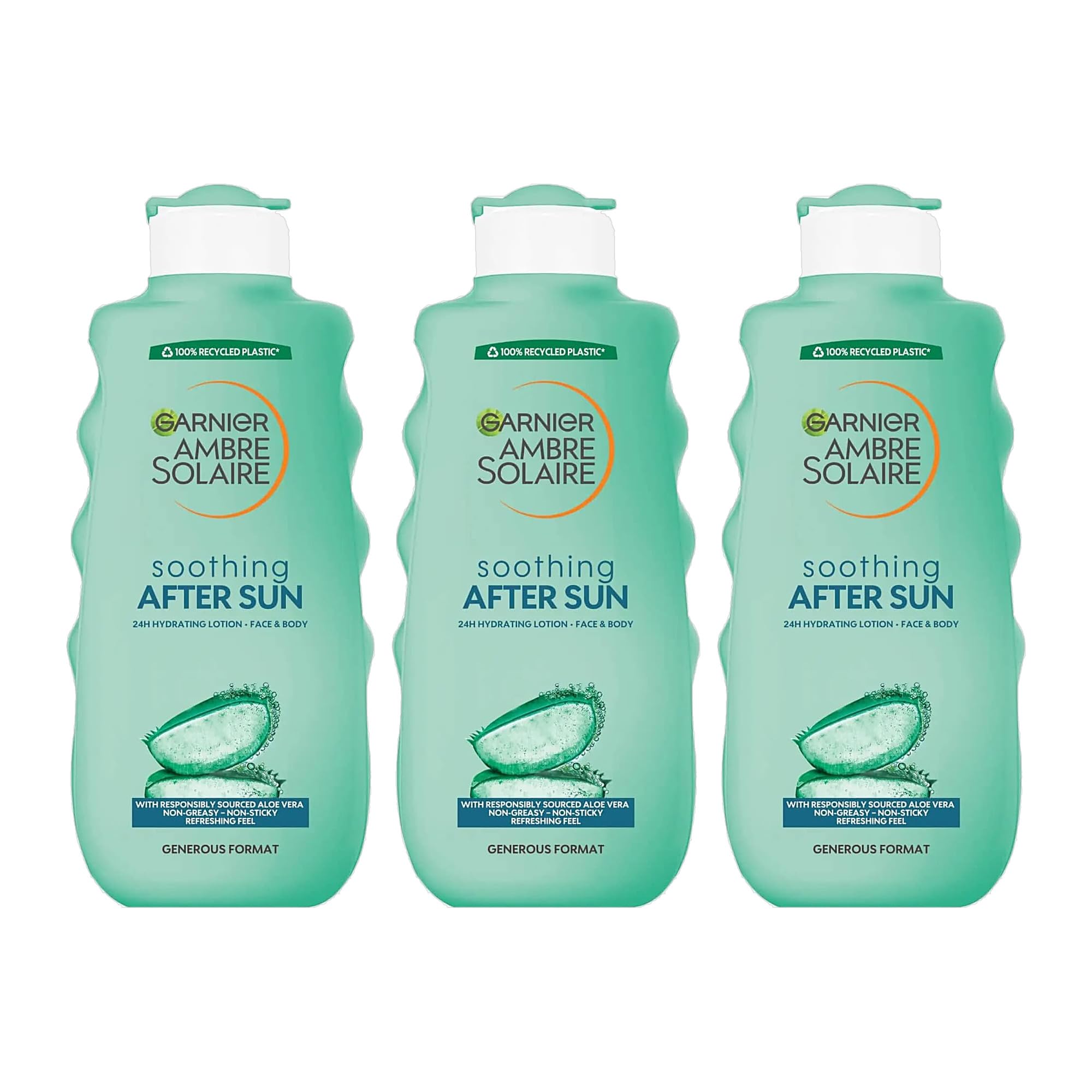 Garnier Ambre Solaire After Sun Lotion, Soothing and Calming Aftersun Enriched With Aloe Vera, Pack of 3 (3 x 200ml)