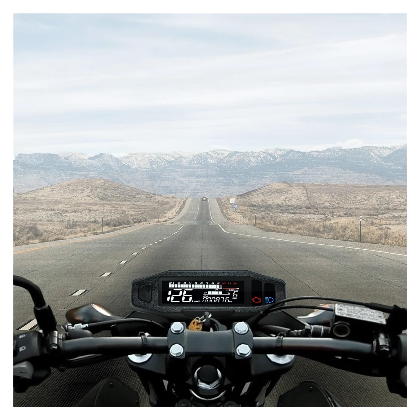 Moto Compteur Kilométrique Compte-Tours Moto Universel LED Tableau de Bord numérique km/h mph odomètre Compteur Moteur jauge capteur avec Support Y/Z/W