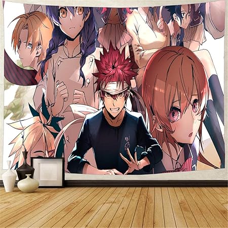 Amazon Co Jp タペストリーフードウォーズアニメガールタペストリー壁掛けポリエステルプリントタペストリーリビングルーム寝室背景毛布100x150cm Home Kitchen