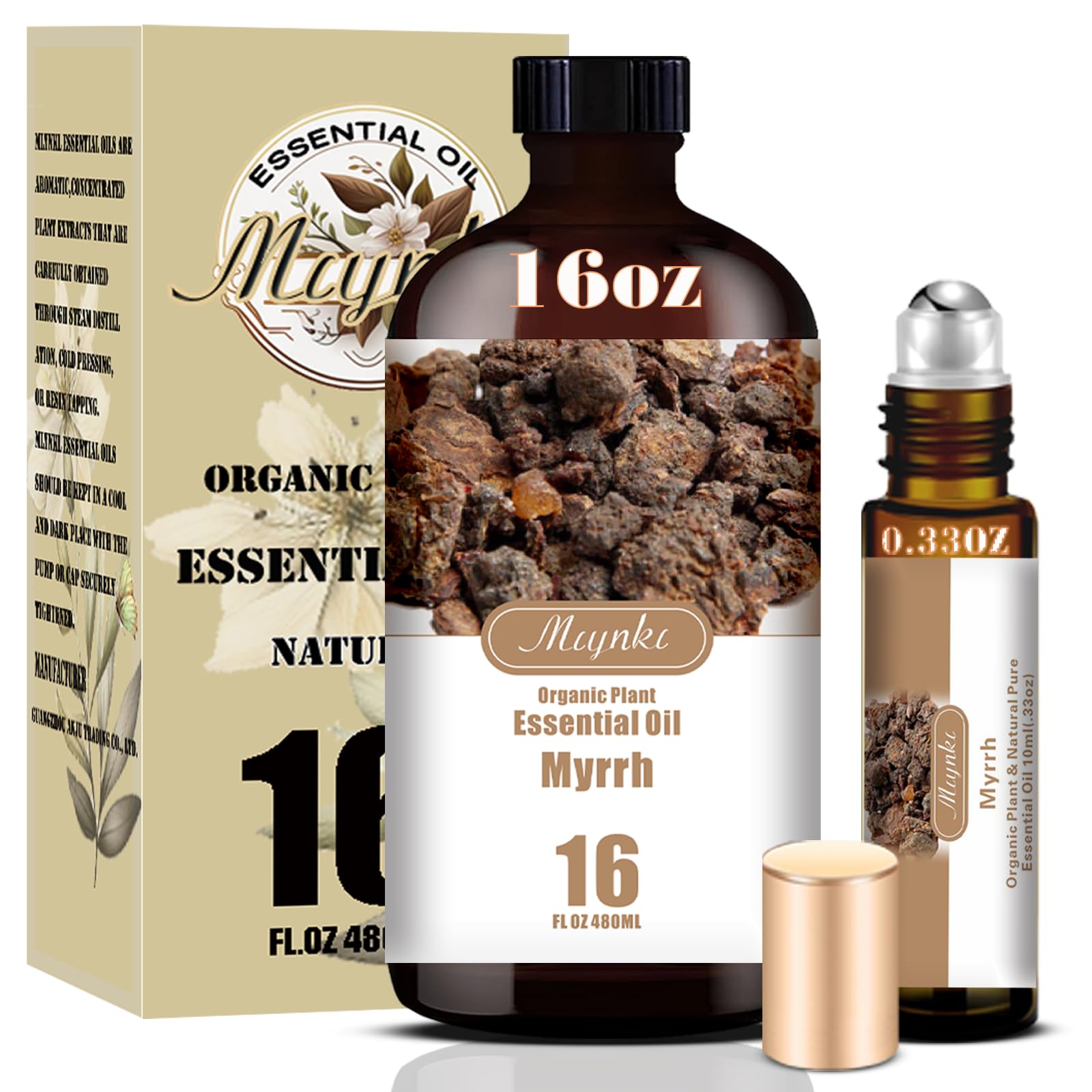 Myrrh Fragrance Oil-Myrrh Essential Oil 16.33oz (490ml)-100% Pure Natural Scent for Diffusers, Candles, Soap Making & Aromatherapy-Relaxing Home & Gift Essential Oil for Bath, Massage
