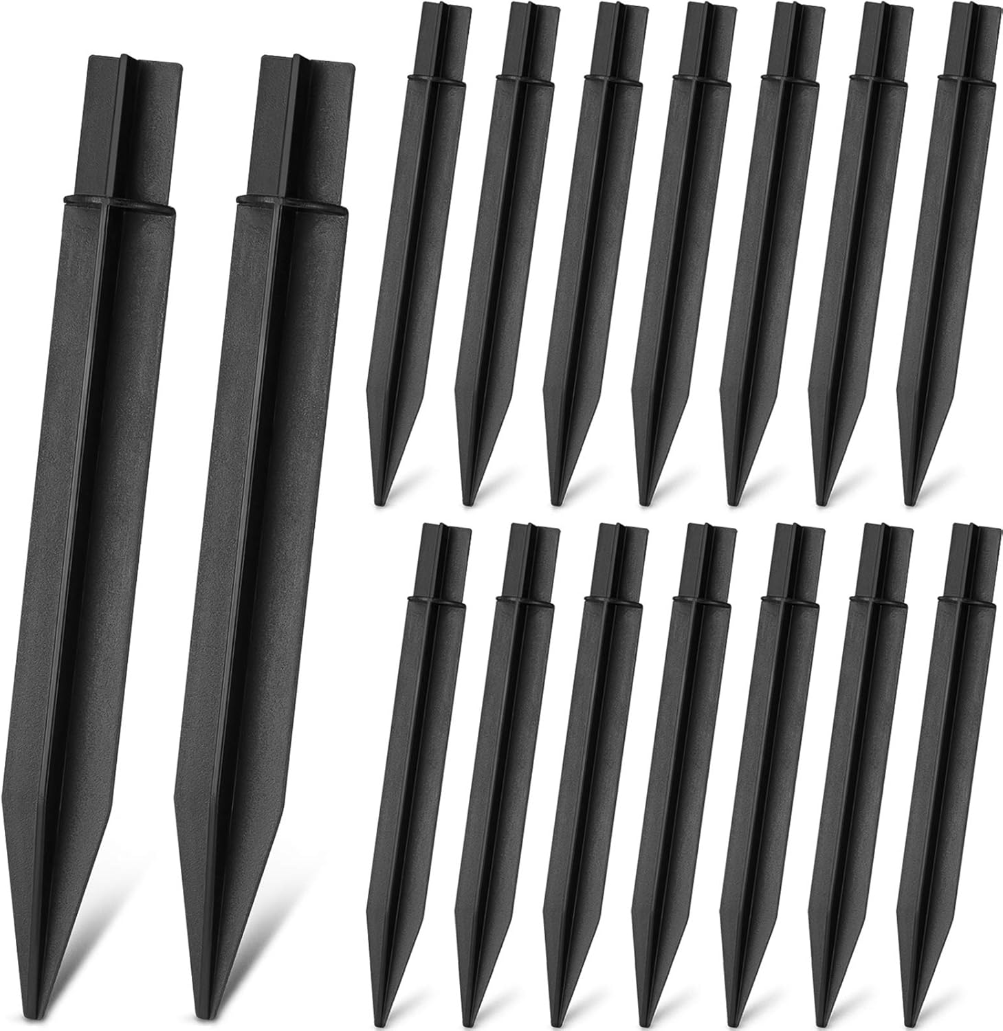 Blulu 8.25 Inch Plastic Ground Spikes Stakes Solar Lights Stakes Classic Black (16 Pieces)
