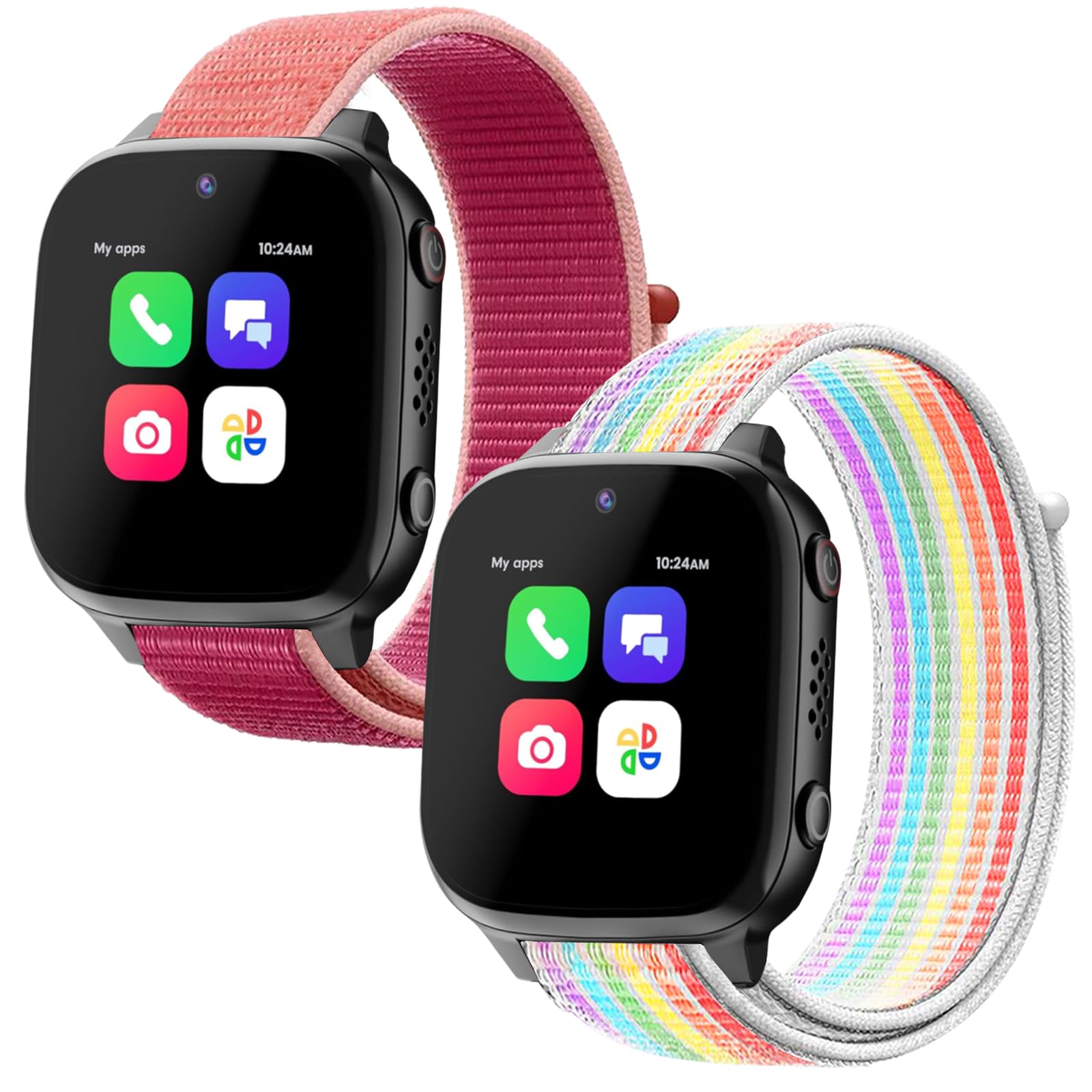 2 Pack Nylon Replacement Bands Compatible with AT&T amiGo Jr Watch/Cosmo JrTrack 5/4/3/2 SE/2/1 JrTrack Watch, Soft Breathable Adjustable Braided Sport Wristband